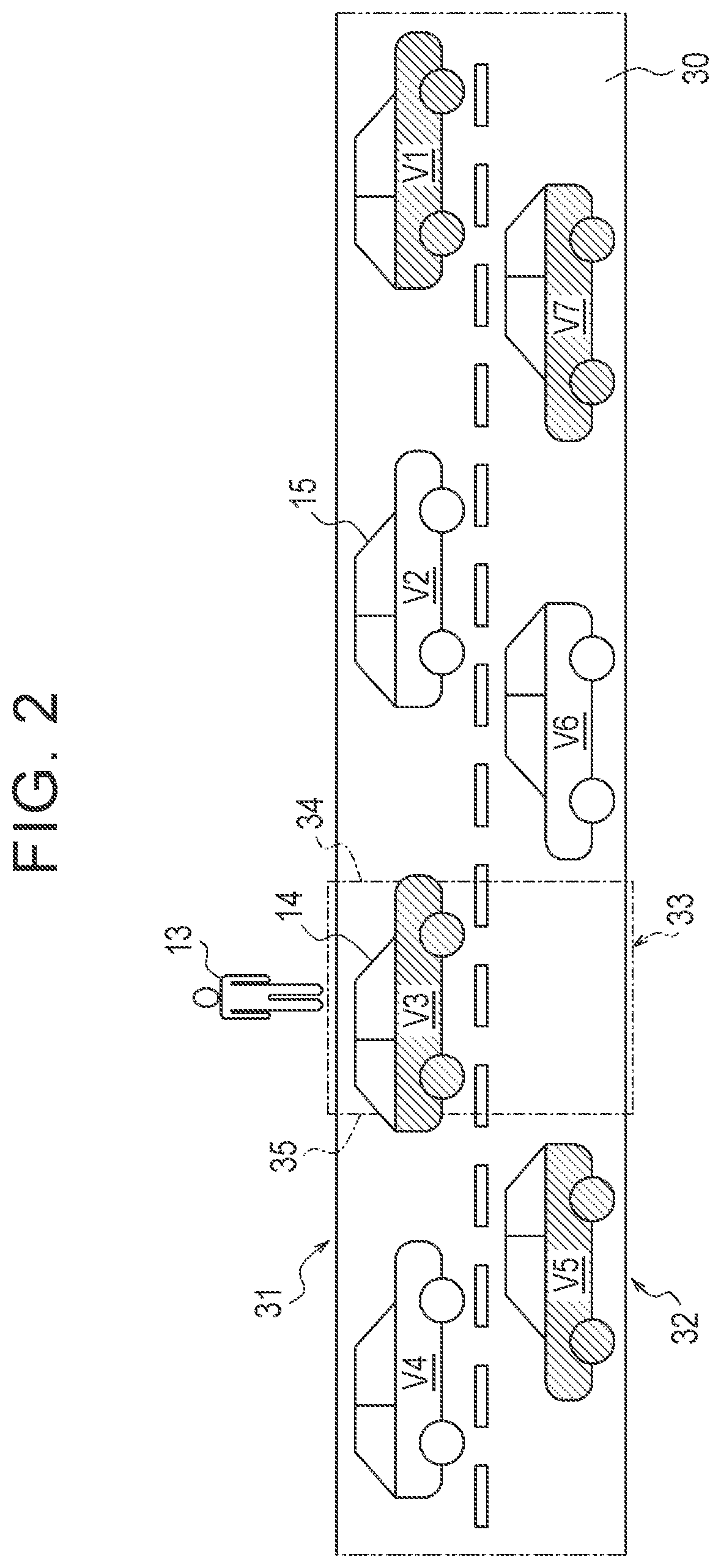 Patent US12100295 Figure 2 – Control device and pedestrian support method