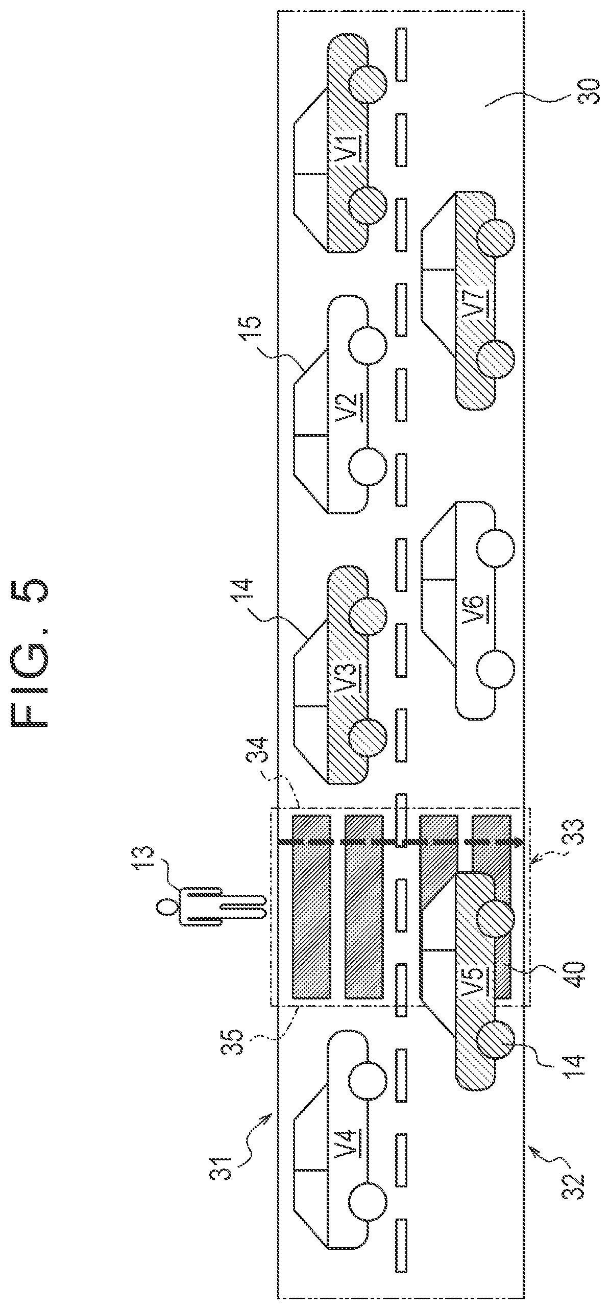 Patent US12100295 Figure 5 – Control device and pedestrian support method