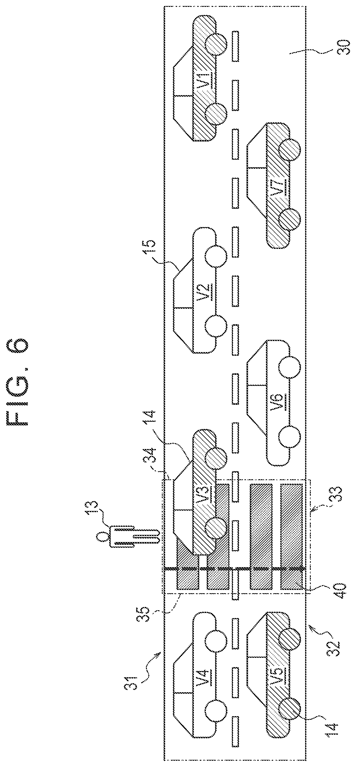 Patent US12100295 Figure 6 – Control device and pedestrian support method