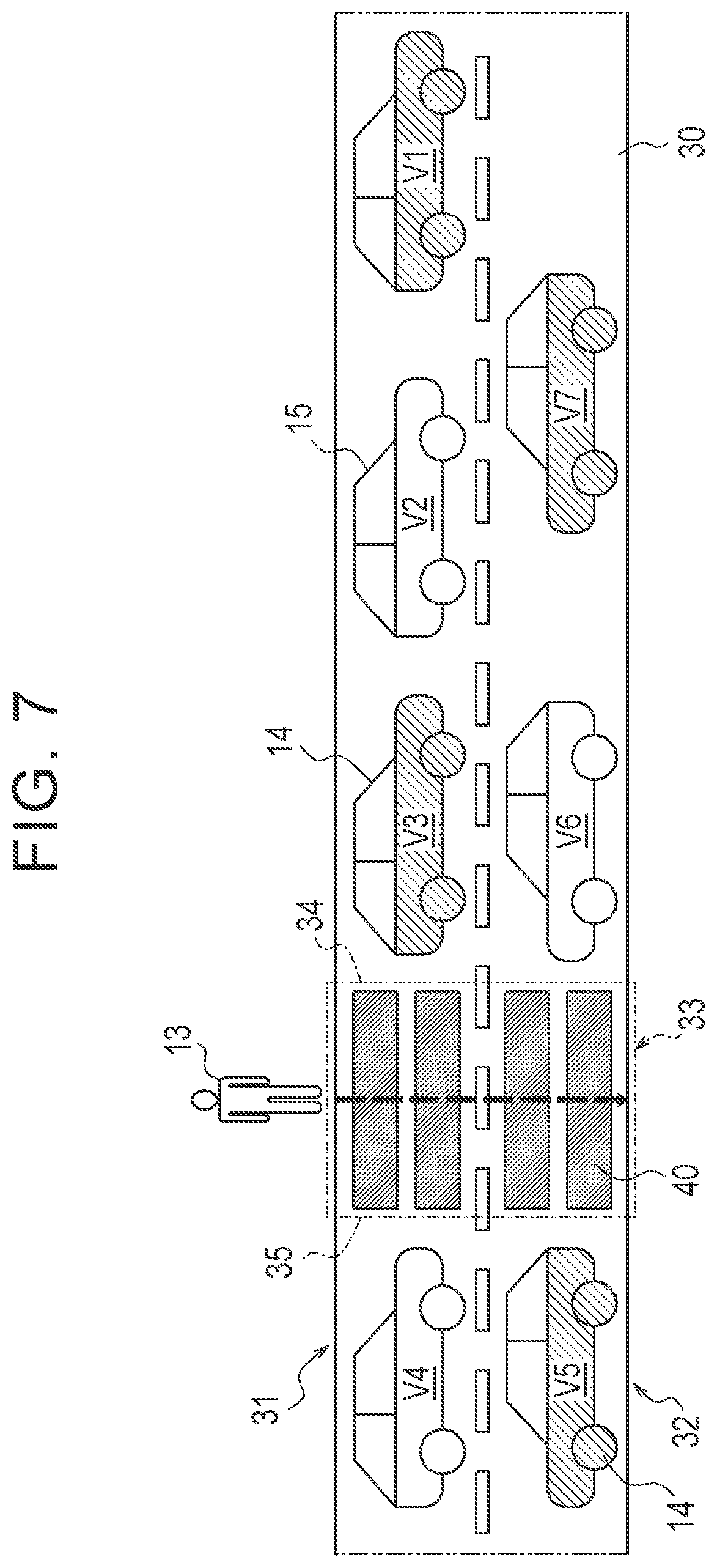 Patent US12100295 Figure 7 – Control device and pedestrian support method