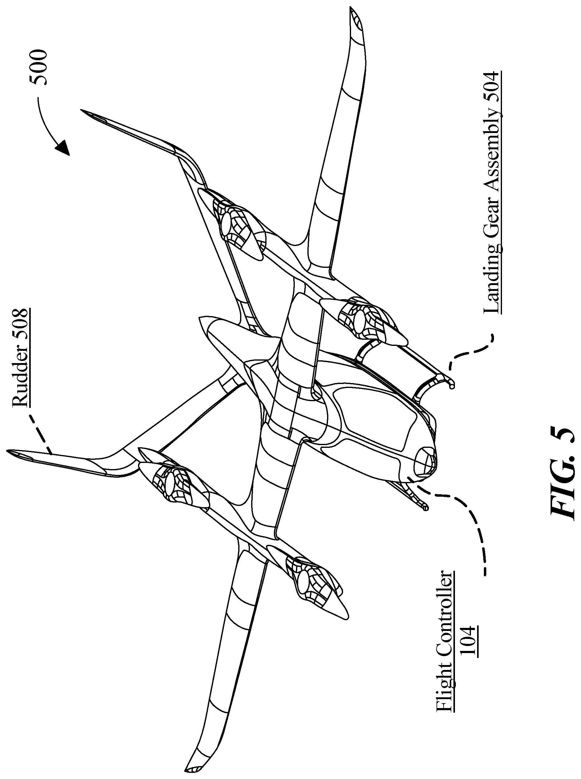 Patent US12100305 Figure 5 – Apparatus and methods for automated control of an electric vertical takeoff and landing aircraft