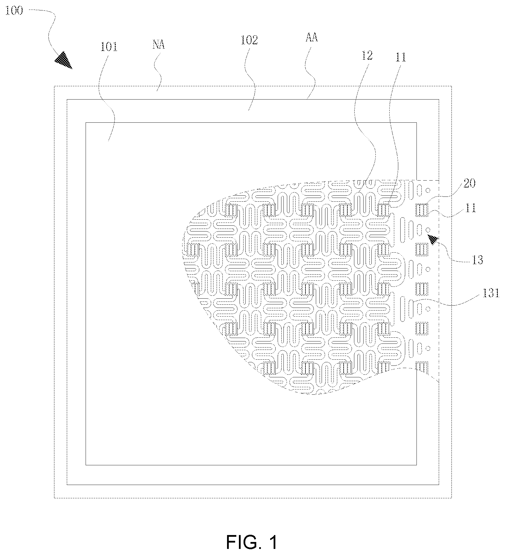 Patent US12100321 Figure 1 – Stretchable display module and stretchable display device