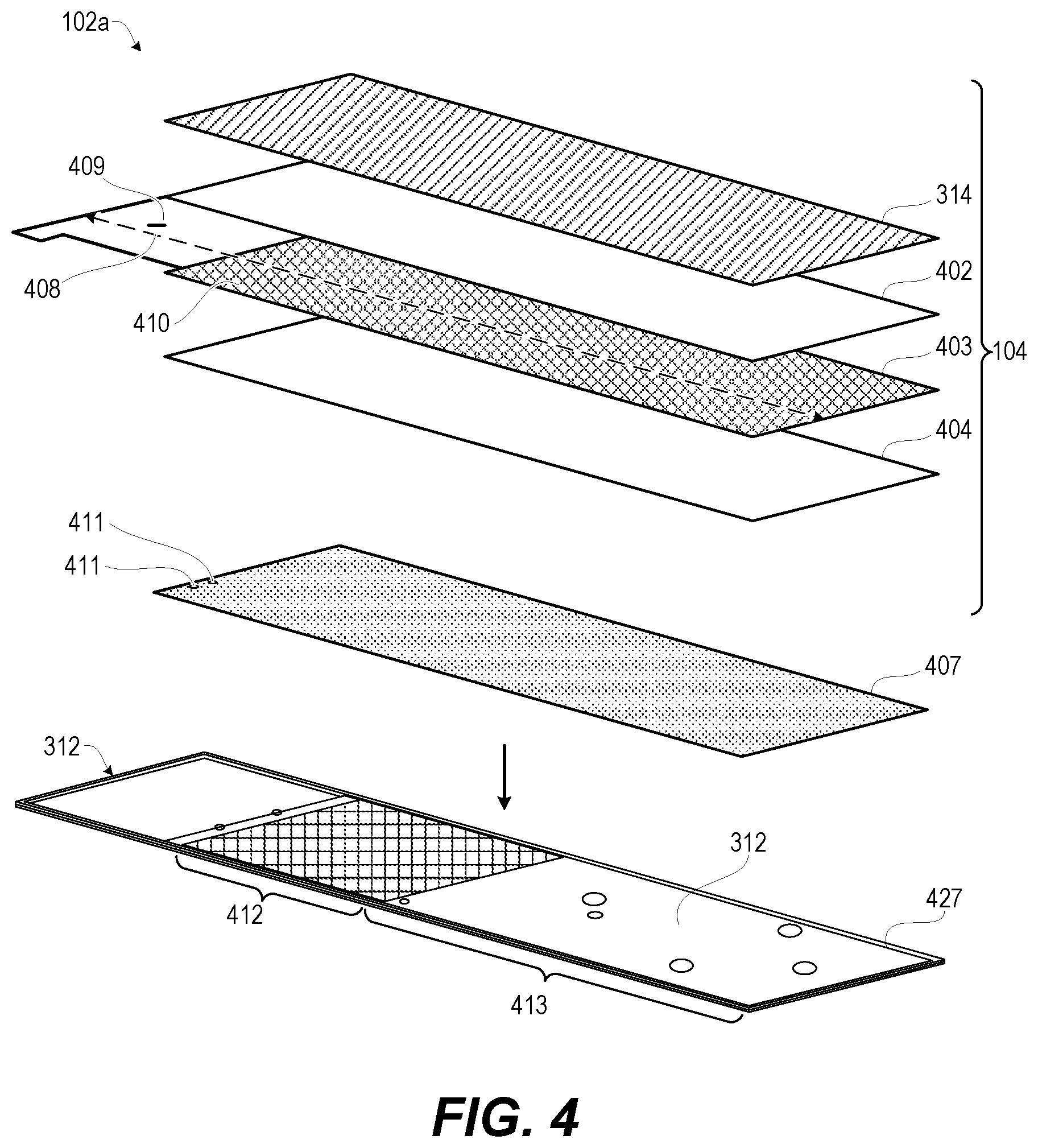 Patent US12100323 Figure 4 – Managing concurrent use of front and back portions of an adaptive rollable display device based on imaging user(s)
