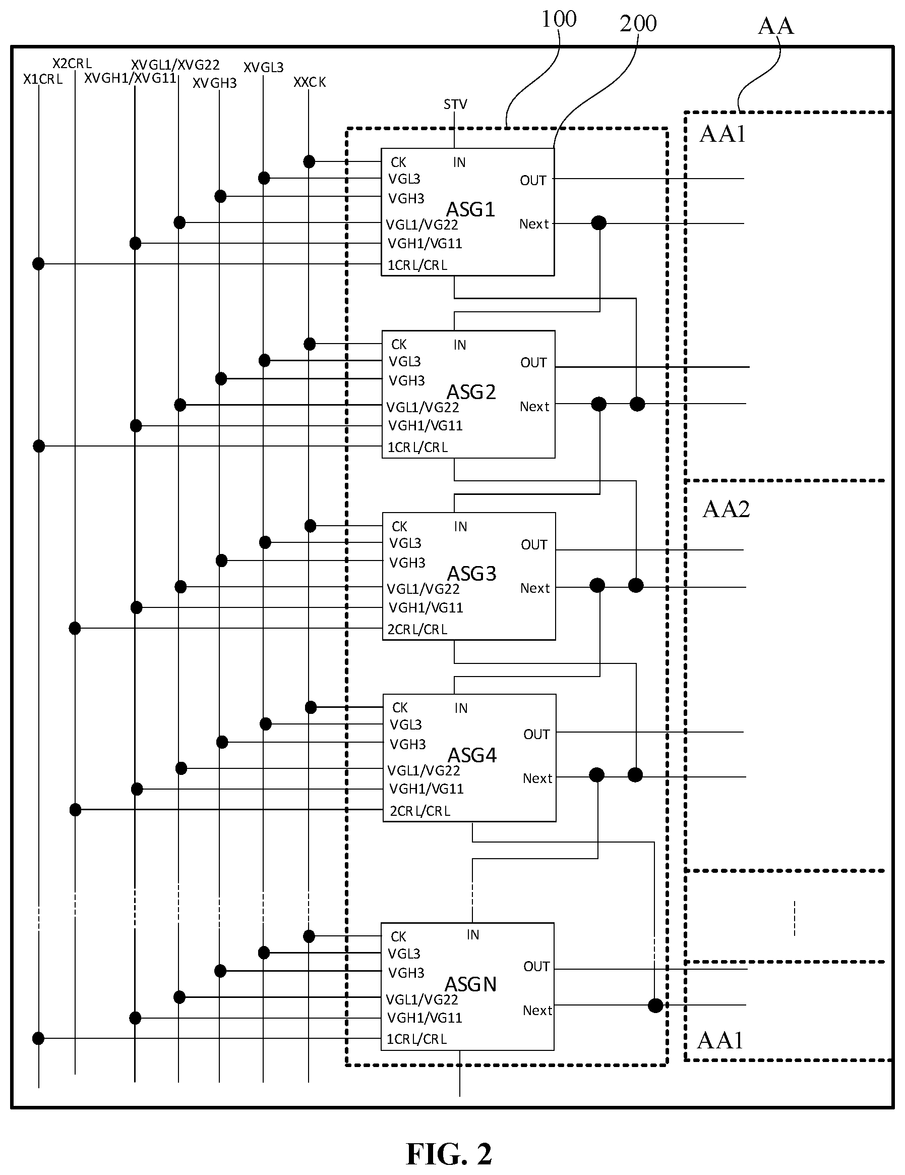 Patent US12100342 Figure 2 – Display panel and display having cascaded shift registers
