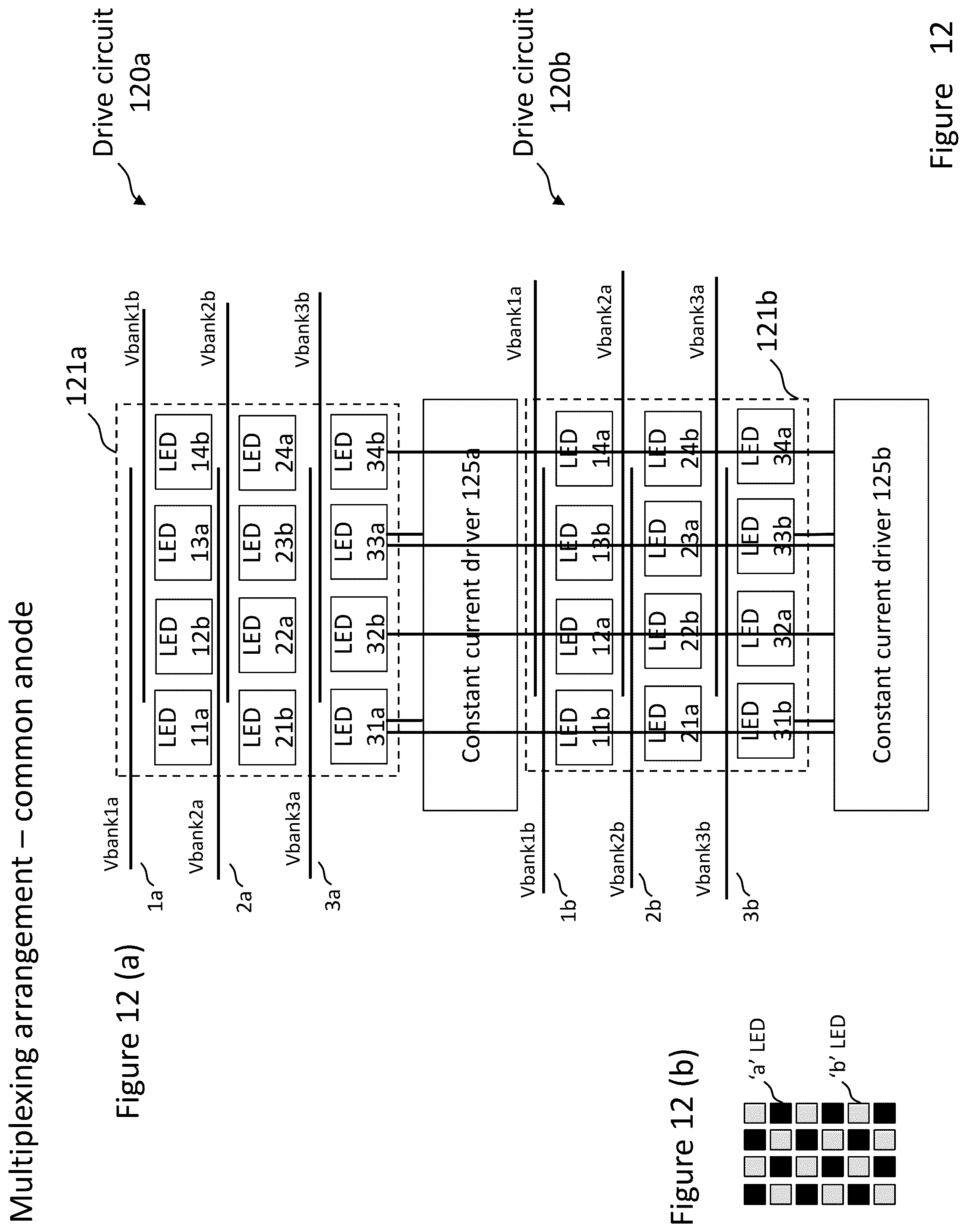 Patent US12100363 Figure 12 – Configurations, methods, and devices for improved visual performance of a light-emitting element display and/or a camera recording an image from the display