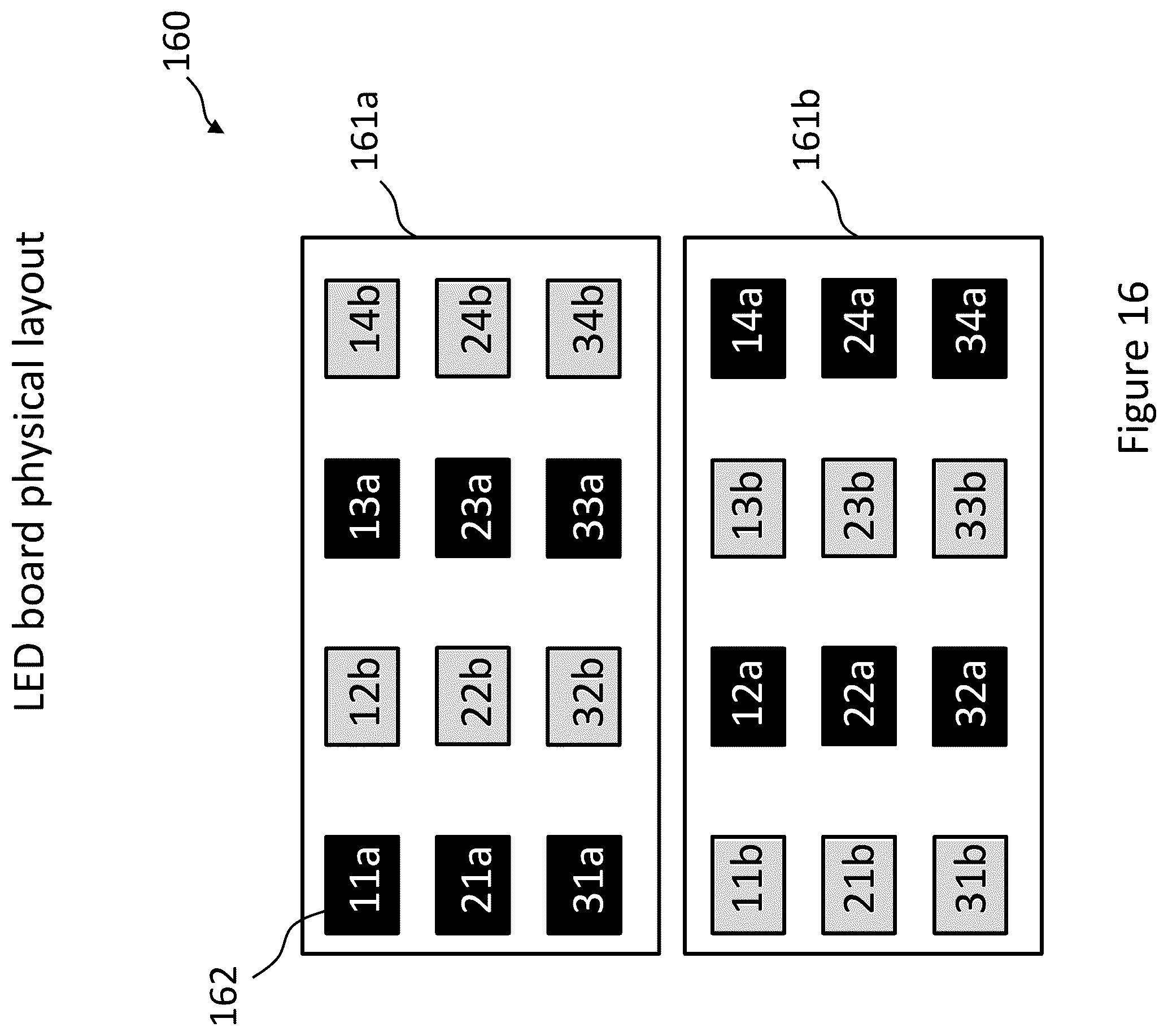 Patent US12100363 Figure 16 – Configurations, methods, and devices for improved visual performance of a light-emitting element display and/or a camera recording an image from the display
