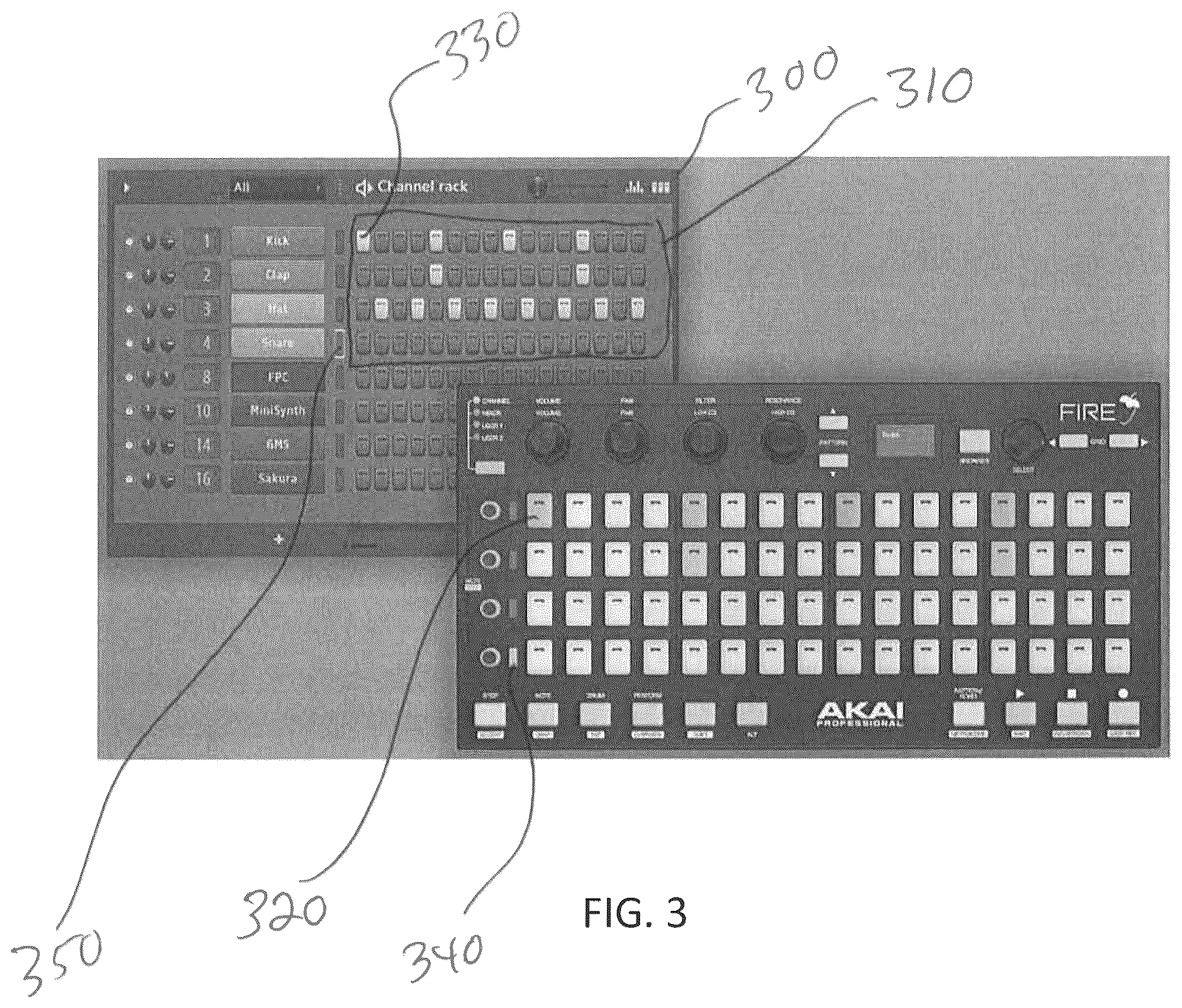 Patent US12100376 Figure 3 – Musical step sequencer and controller