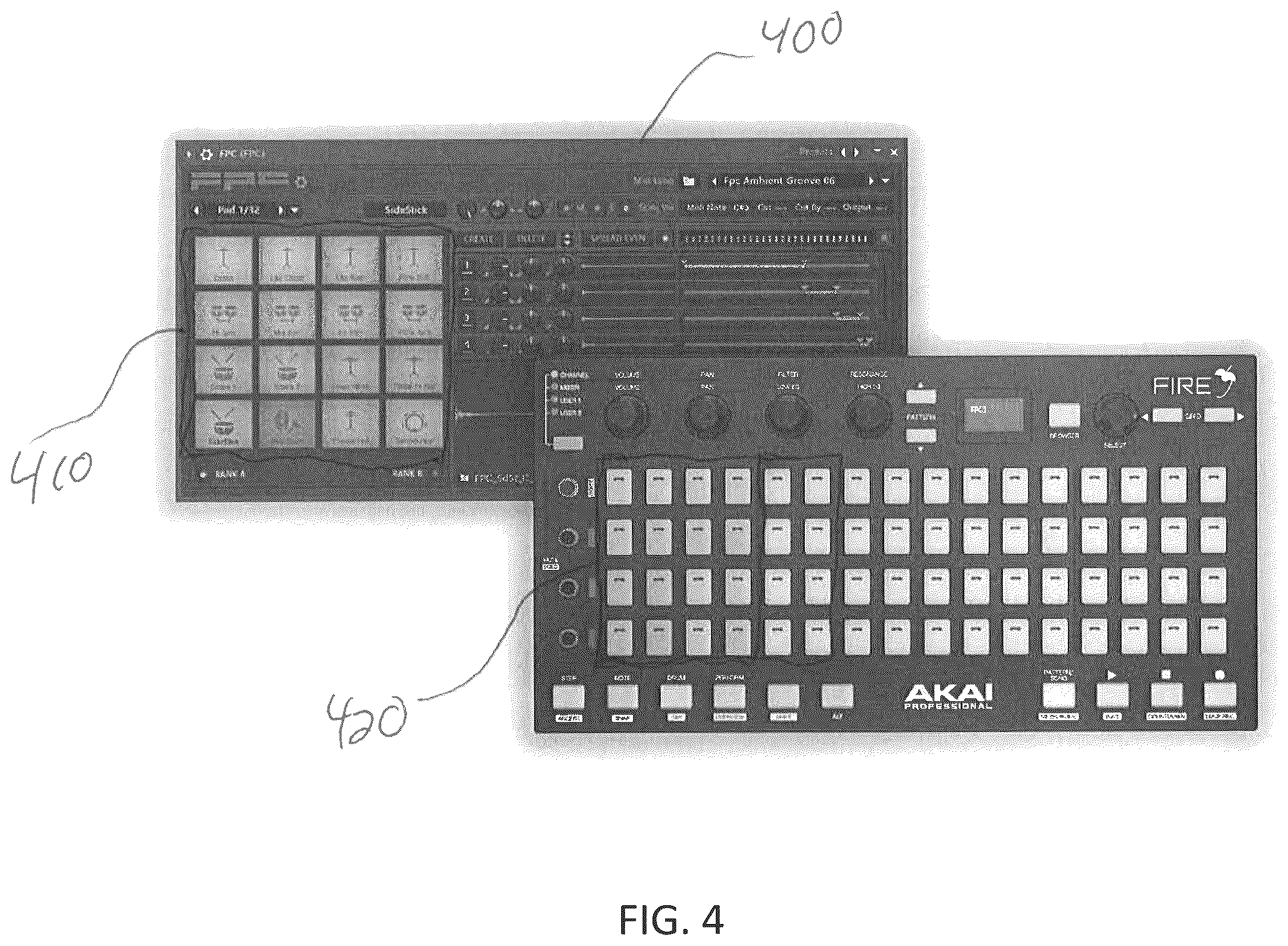 Patent US12100376 Figure 4 – Musical step sequencer and controller