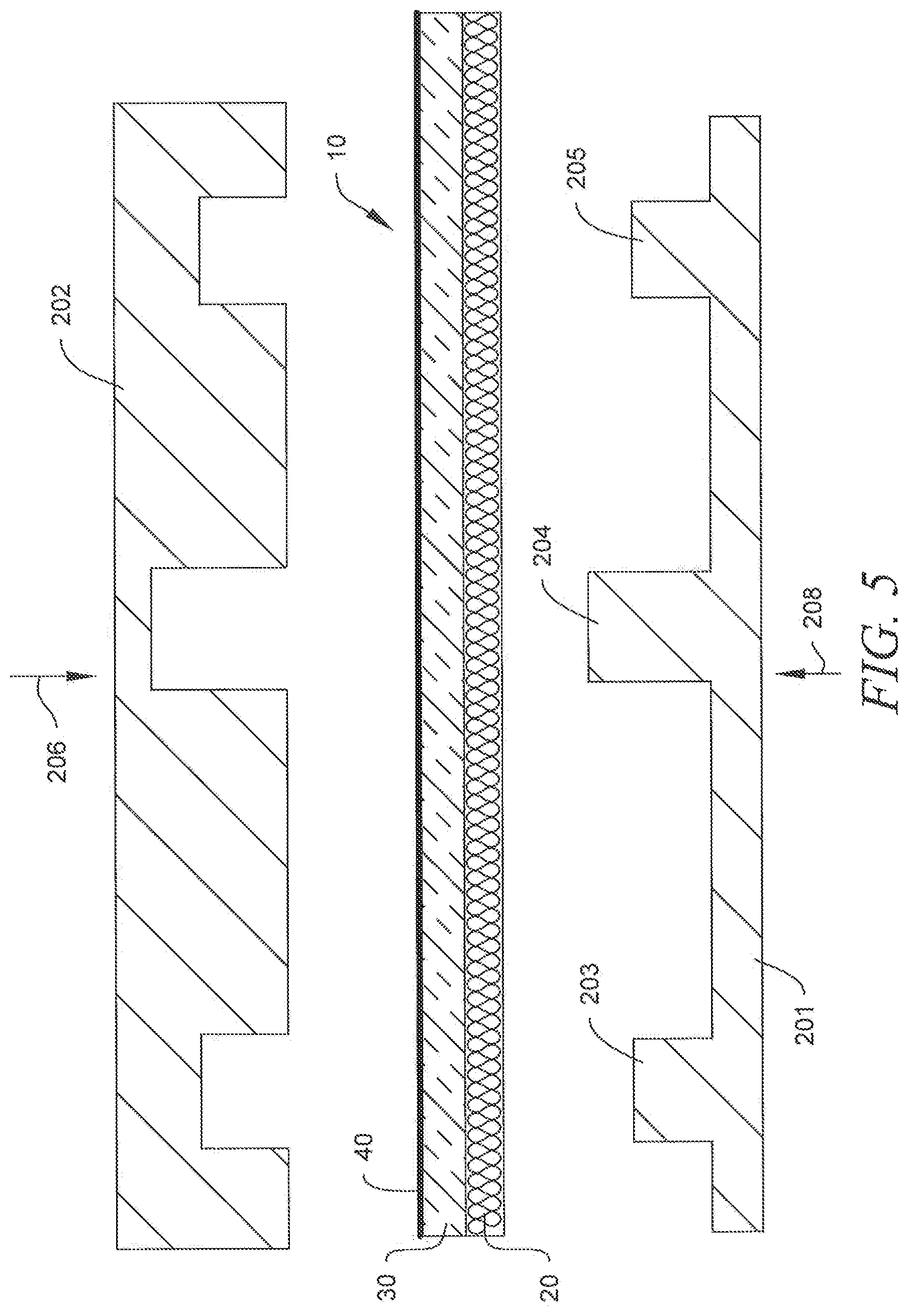 Patent US12100378 Figure 3 – Composite nonwoven felt for high draw mold areas