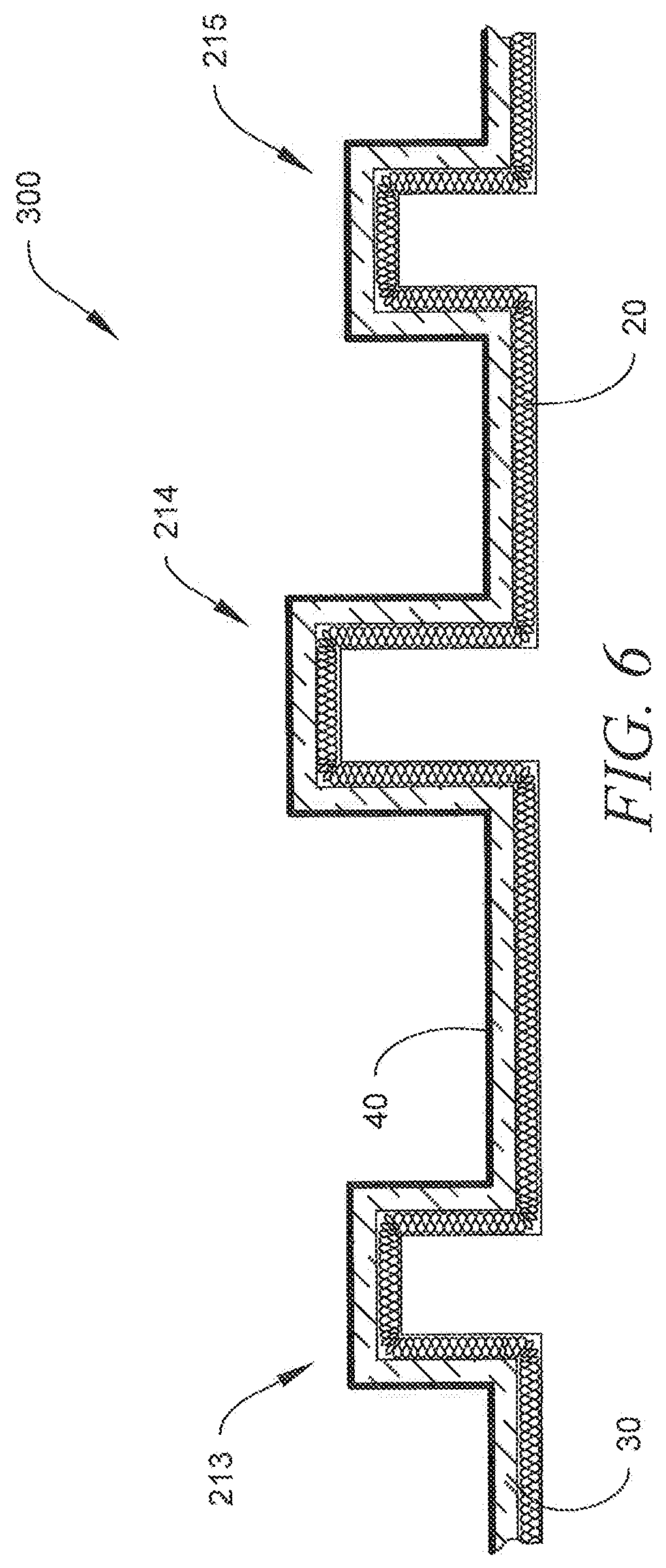 Patent US12100378 Figure 4 – Composite nonwoven felt for high draw mold areas