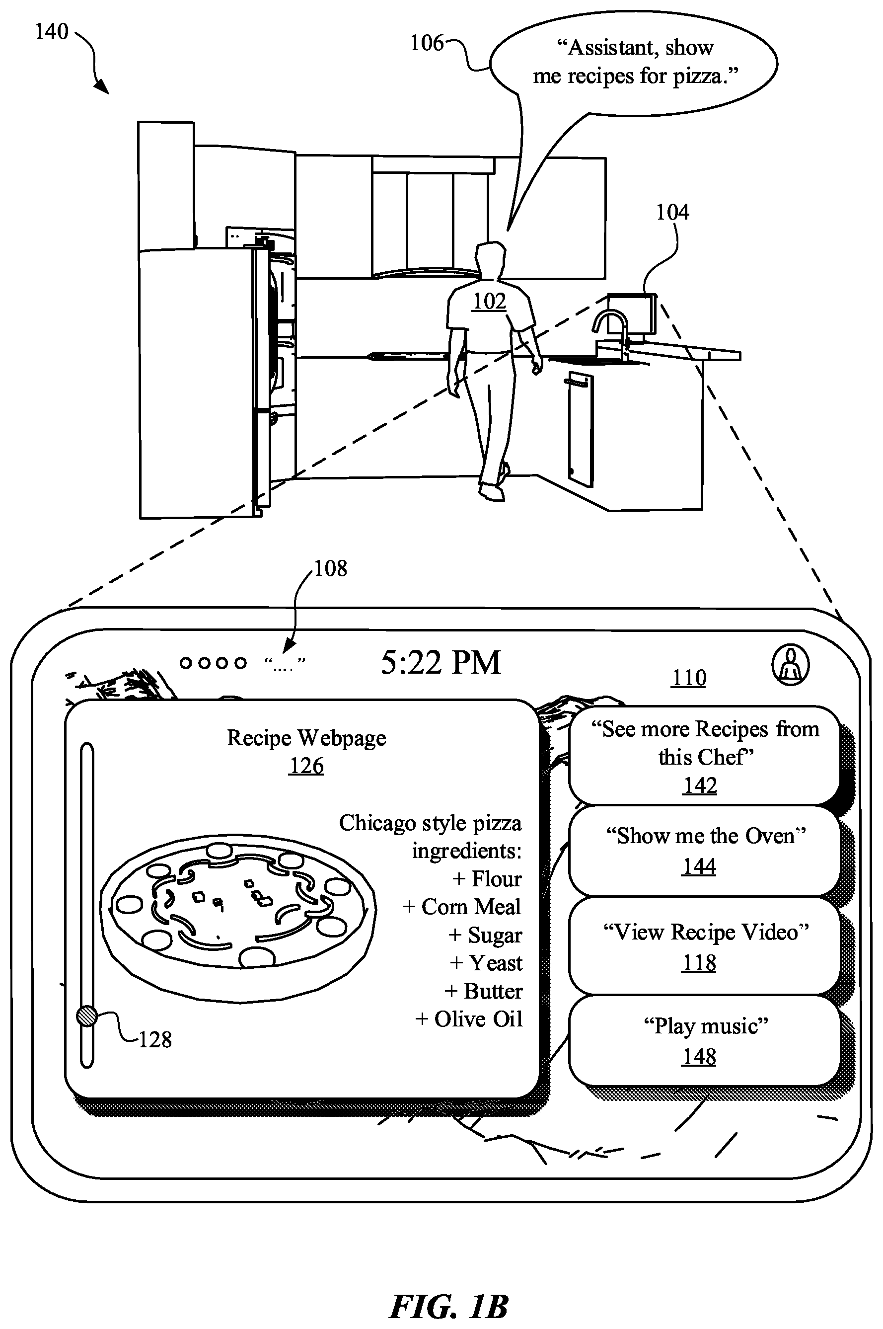 Patent US12100395 Figure 2 – Dynamic assistant suggestions during assistant browsing
