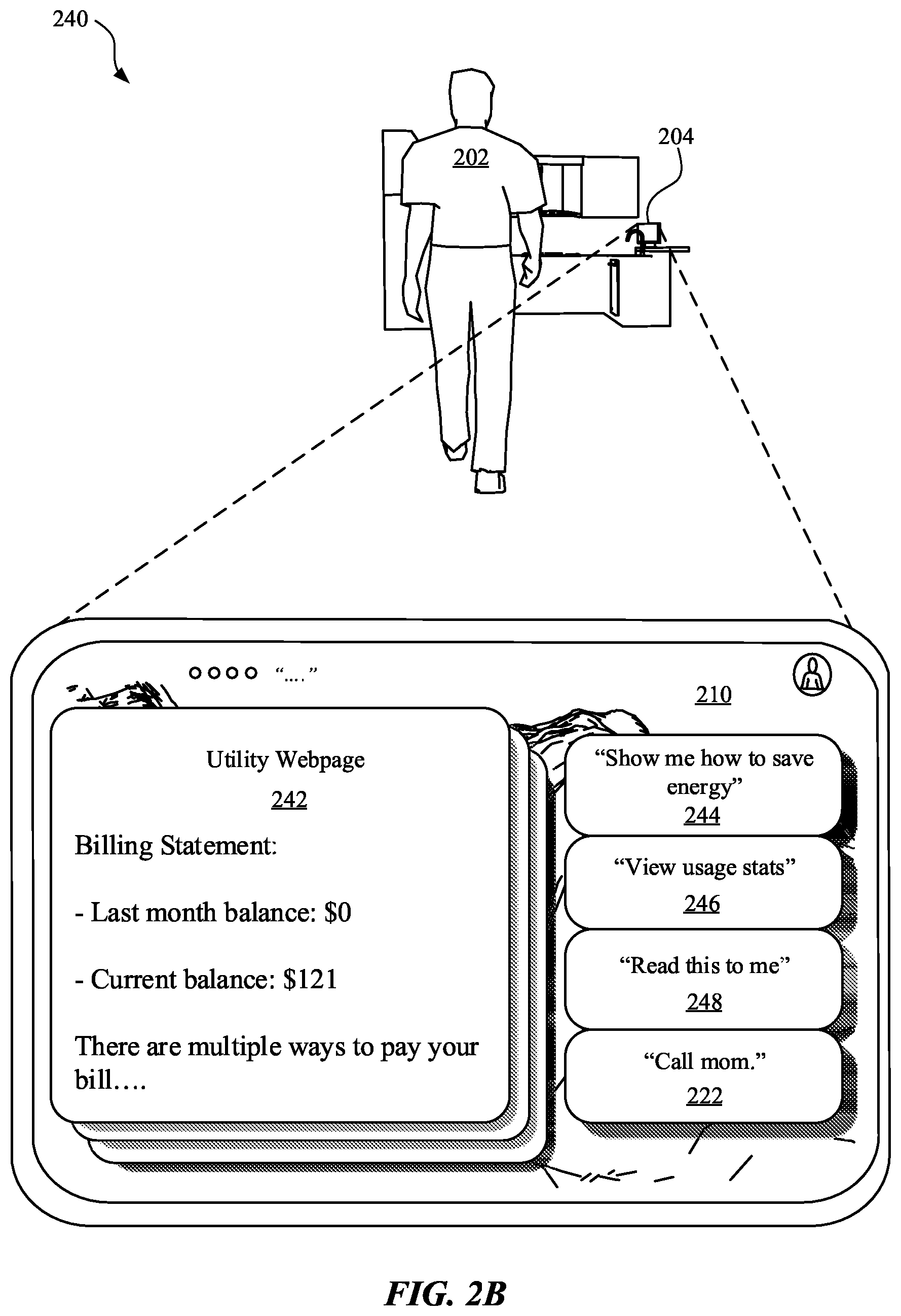 Patent US12100395 Figure 4 – Dynamic assistant suggestions during assistant browsing