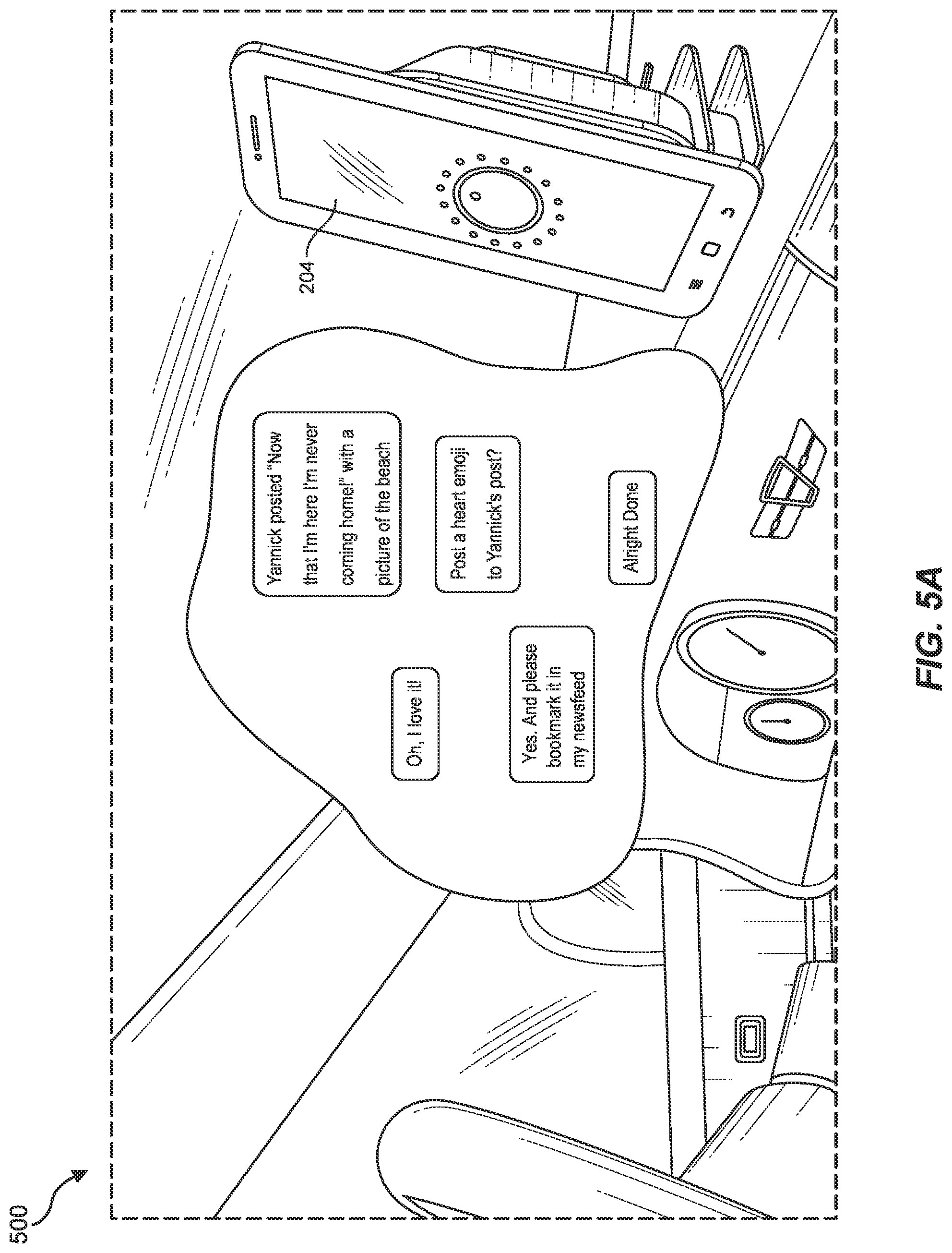 Patent US12100397 Figure 5 – Systems and methods for screenless computerized social-media access
