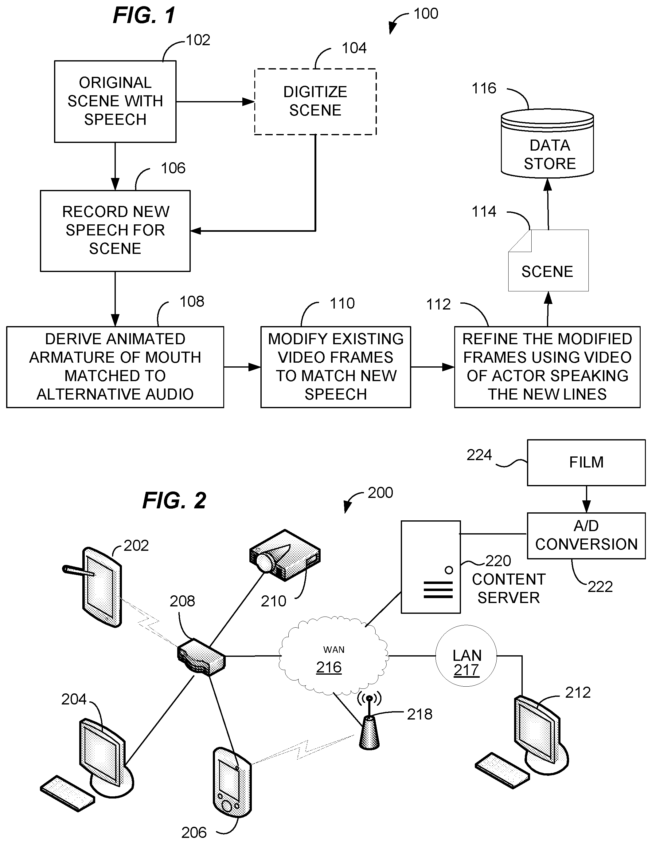 Patent US12100414 Figure 1 – Matching mouth shape and movement in digital video to alternative audio