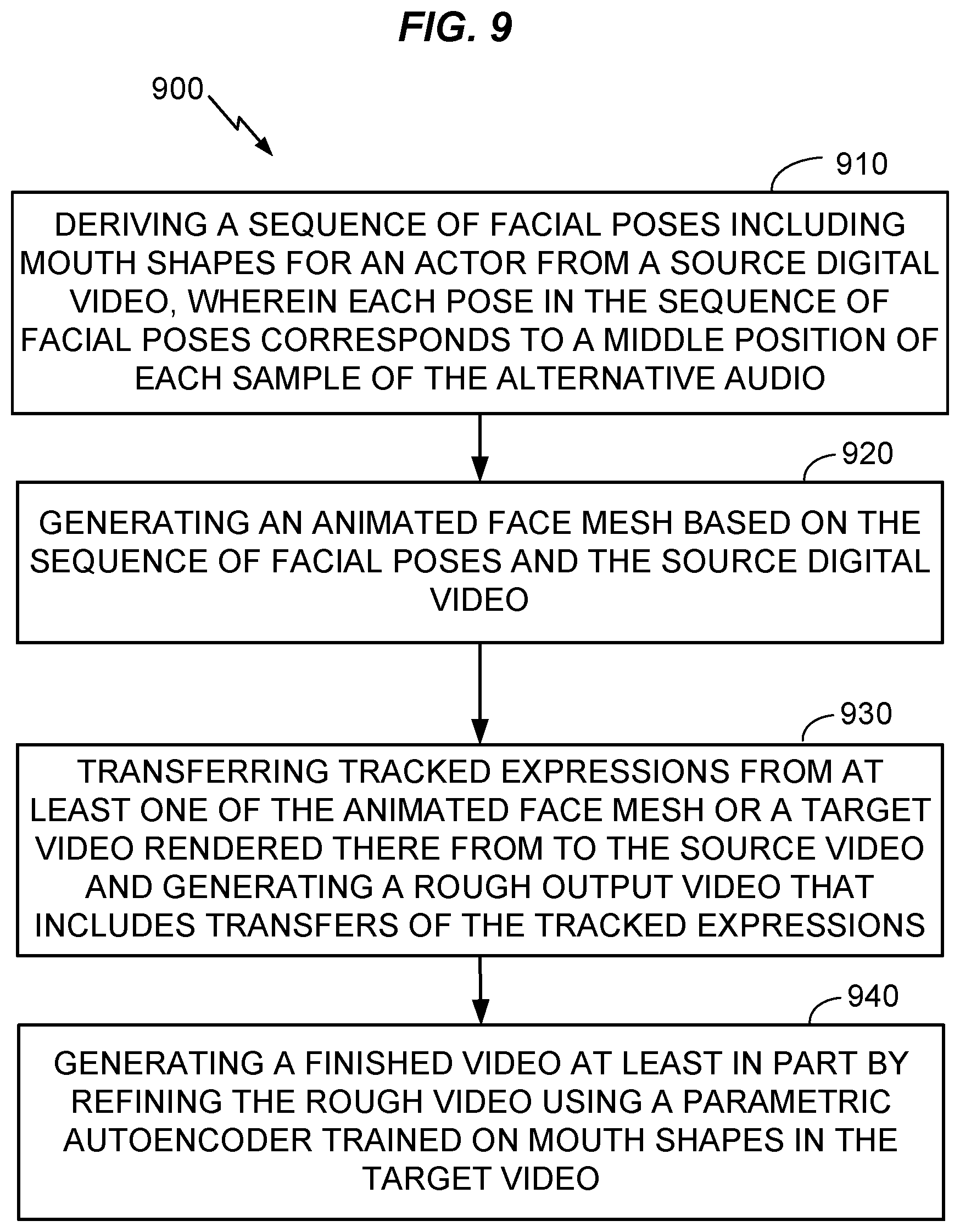 Patent US12100414 Figure 7 – Matching mouth shape and movement in digital video to alternative audio