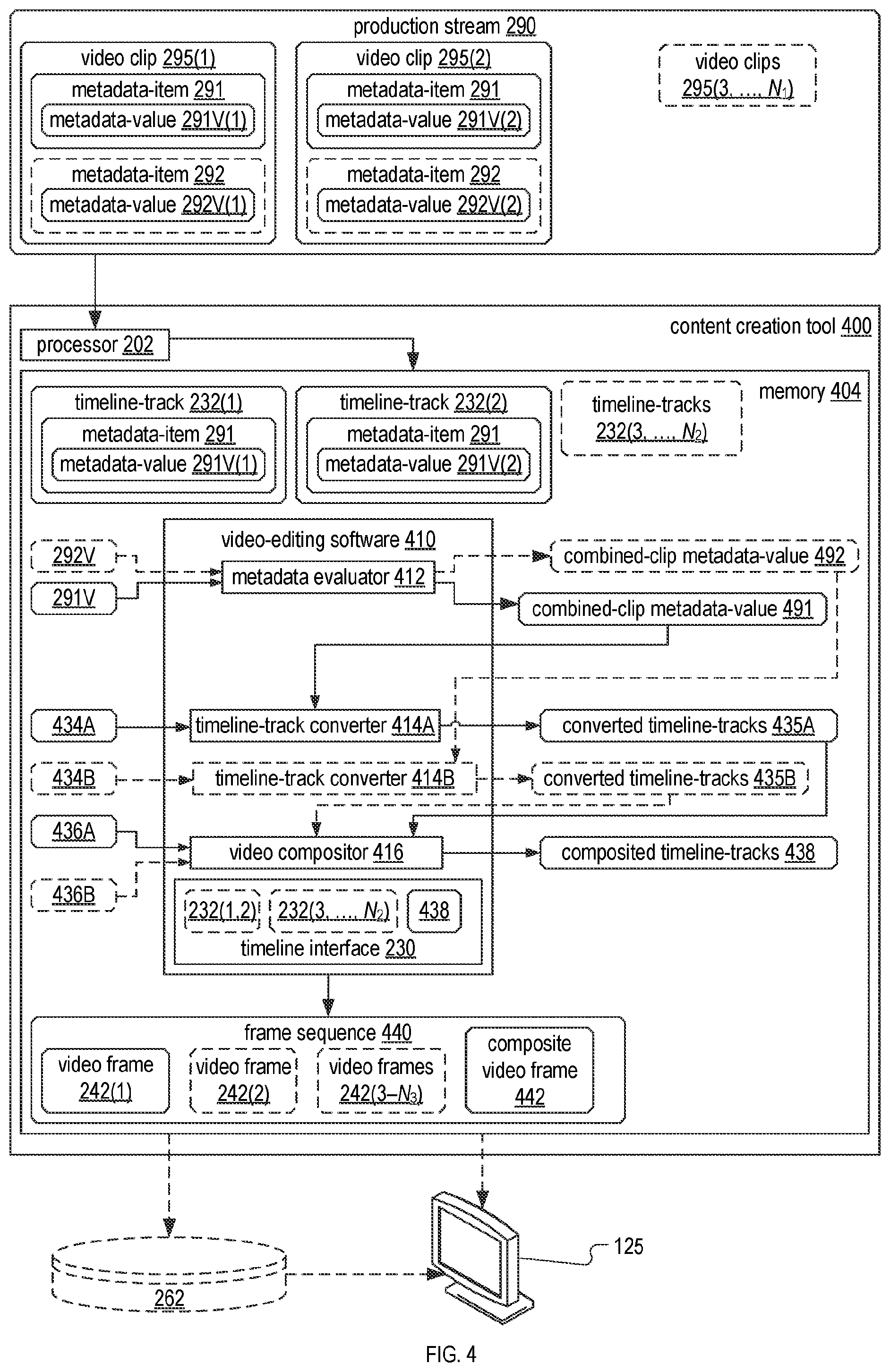 Patent US12100426 Figure 4 – Video content creation tool and method