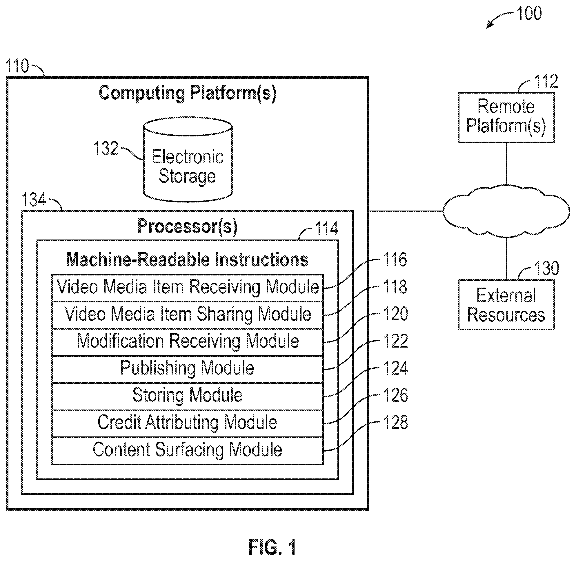 Patent US12100428 Figure 1 – Facilitating collaboration on video media items