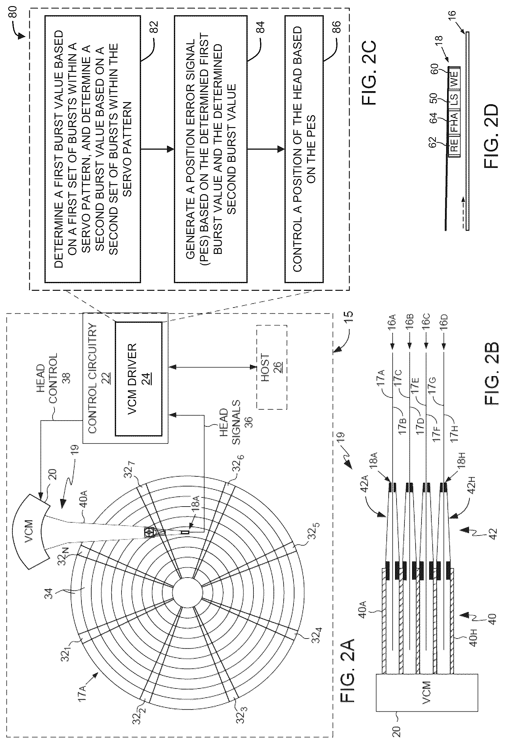 Patent US12100431 Figure 2 – Data storage device with symmetric split burst servo pattern