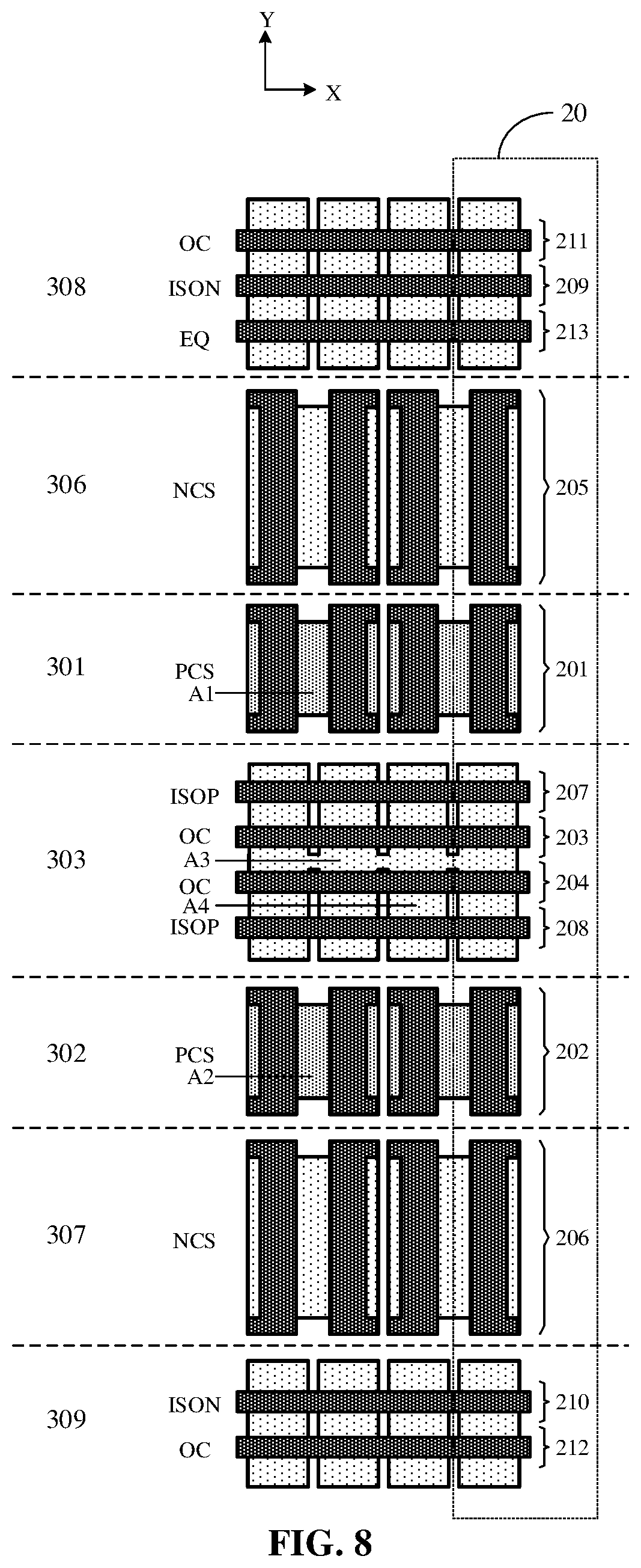 Patent US12100441 Figure 8 – Readout circuit layout and sense amplification circuit