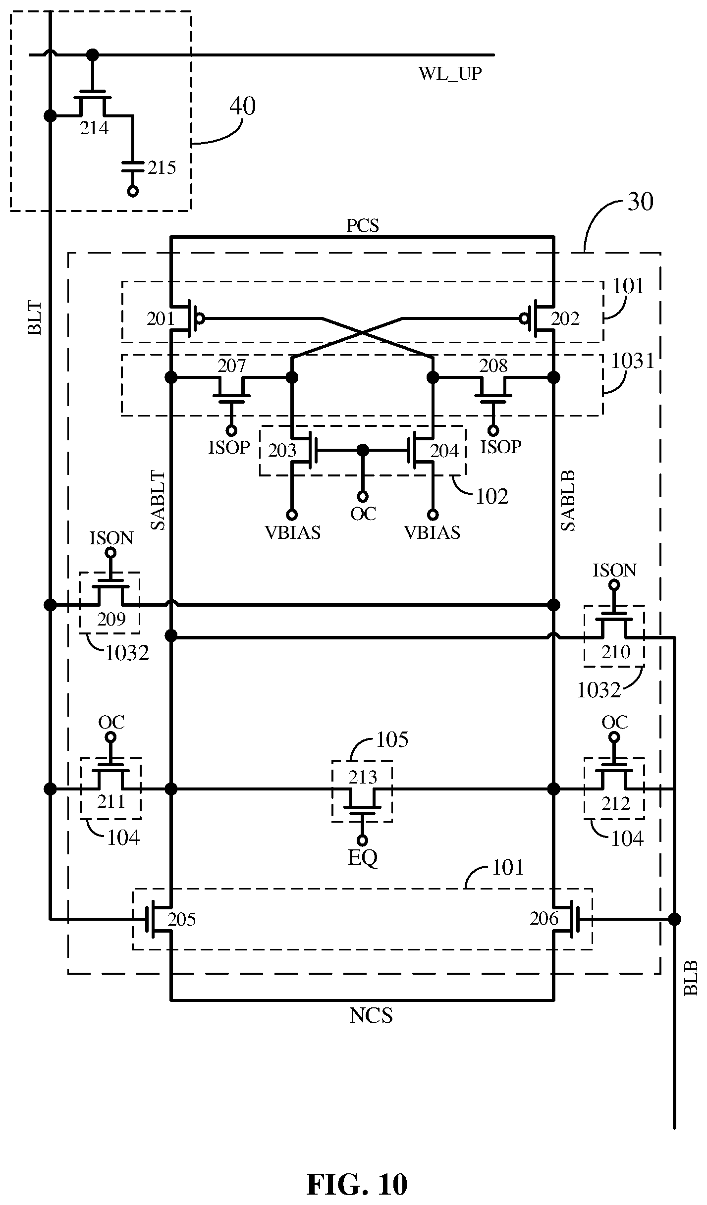 Patent US12100441 Figure 10 – Readout circuit layout and sense amplification circuit