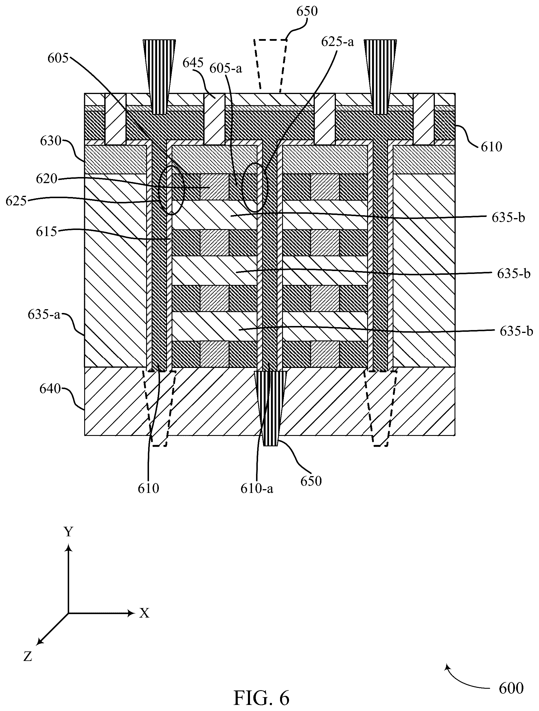 Patent US12100447 Figure 7 – Self-selecting memory array with horizontal access lines