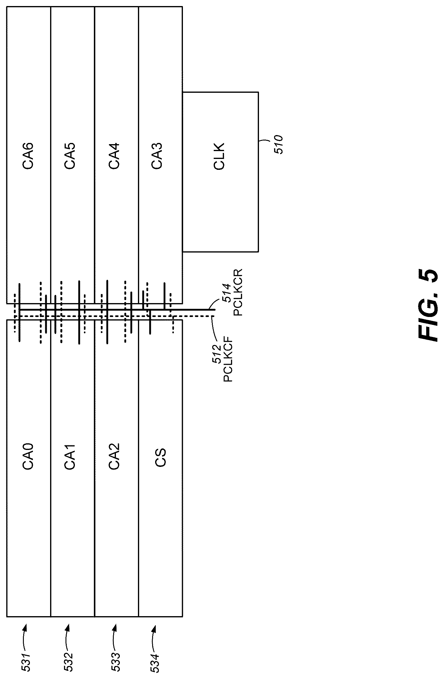 Patent US12100471 Figure 5 – Command and address interface regions, and associated devices and systems