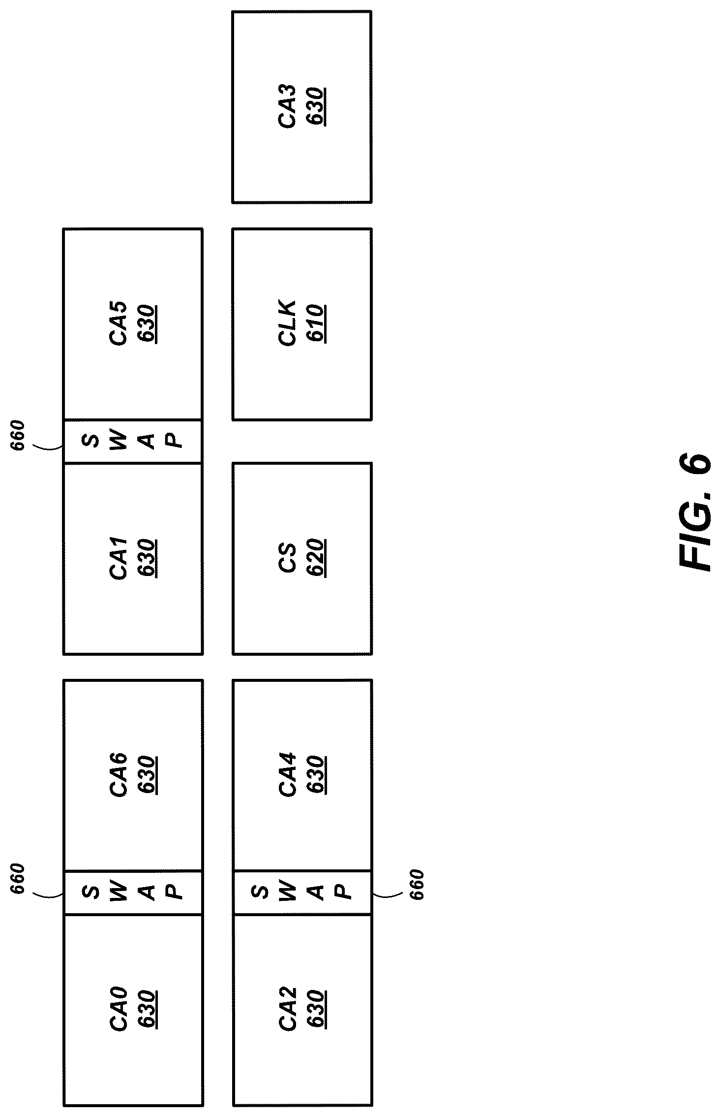 Patent US12100471 Figure 6 – Command and address interface regions, and associated devices and systems