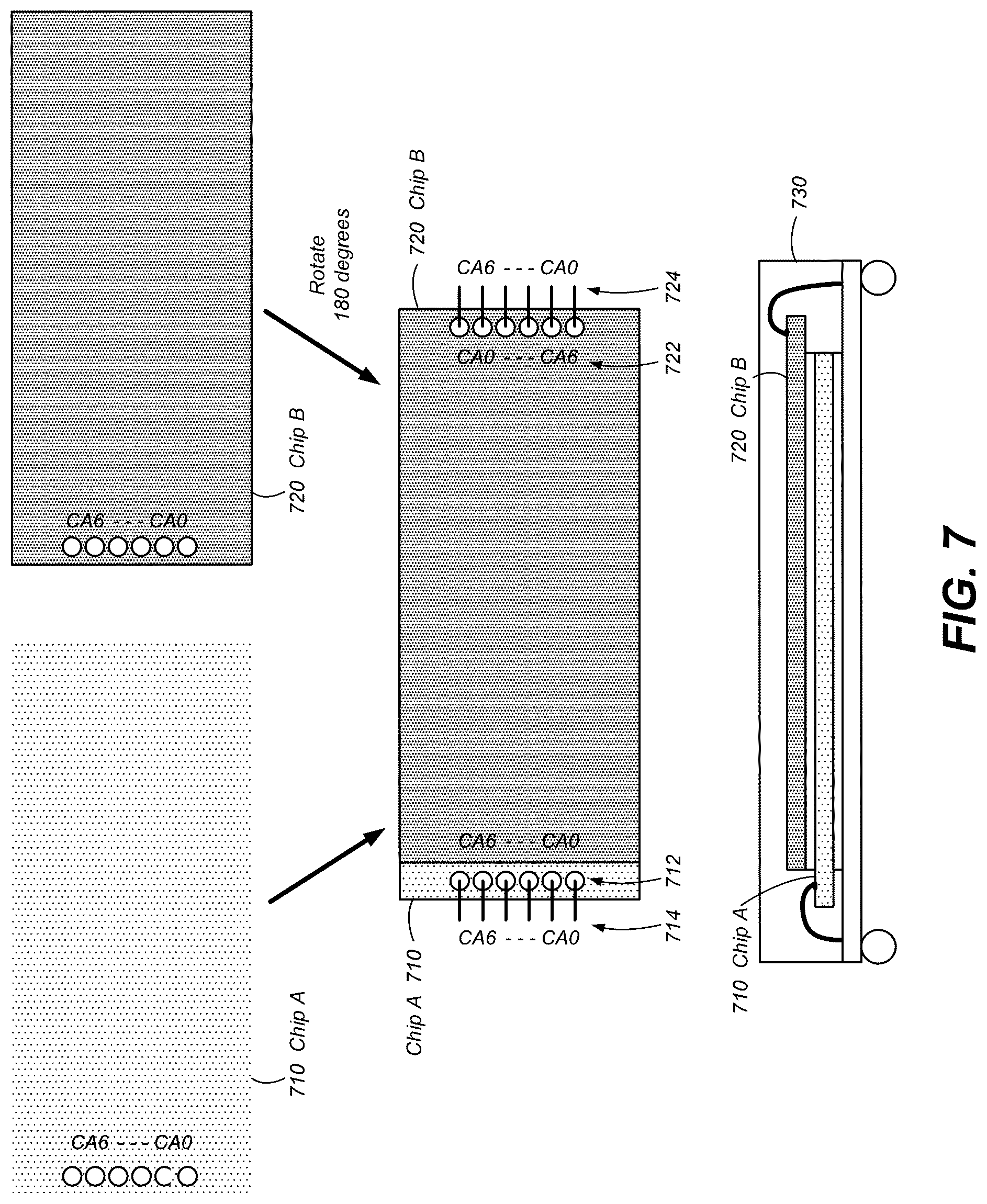 Patent US12100471 Figure 7 – Command and address interface regions, and associated devices and systems