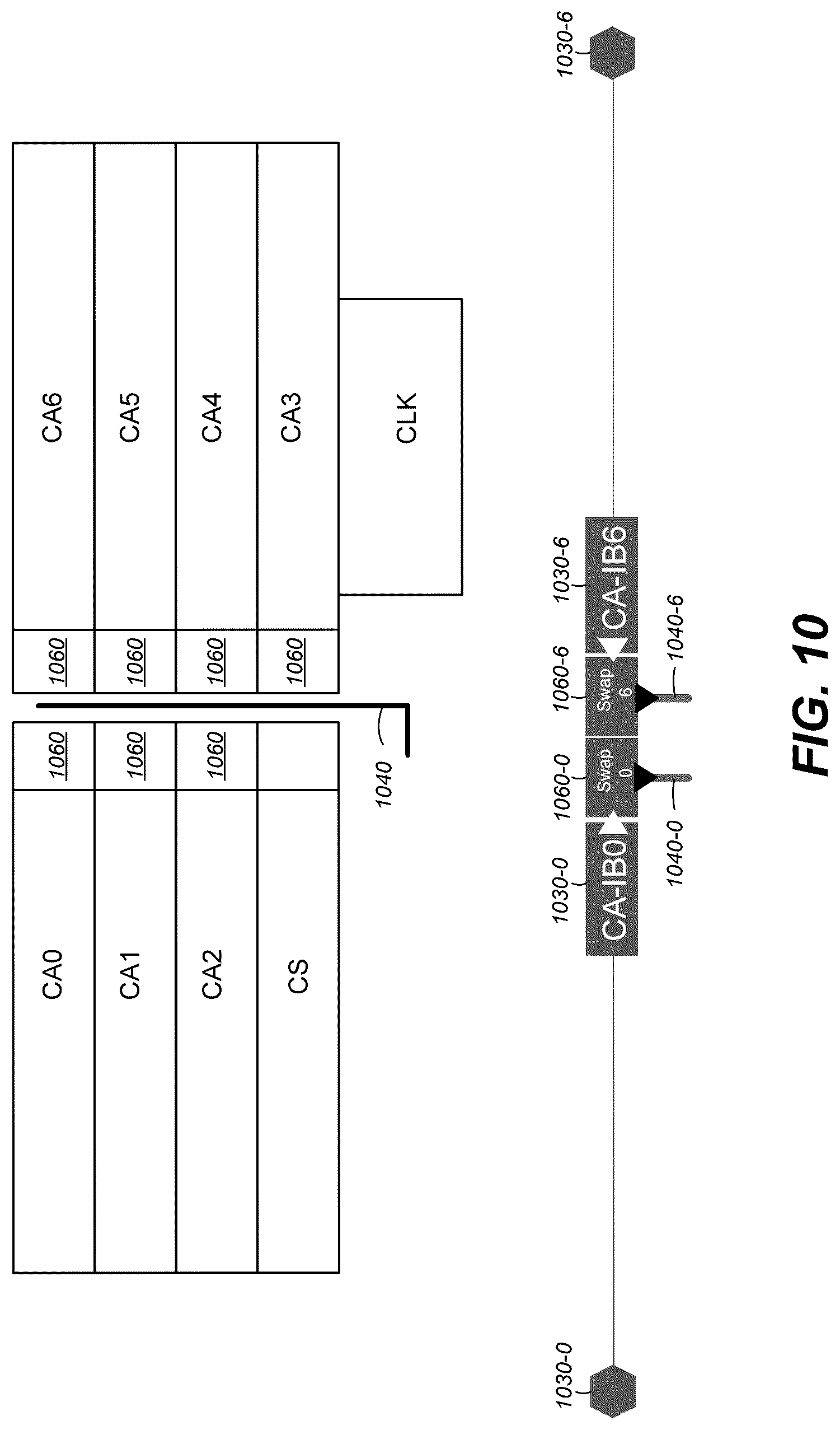 Patent US12100471 Figure 10 – Command and address interface regions, and associated devices and systems