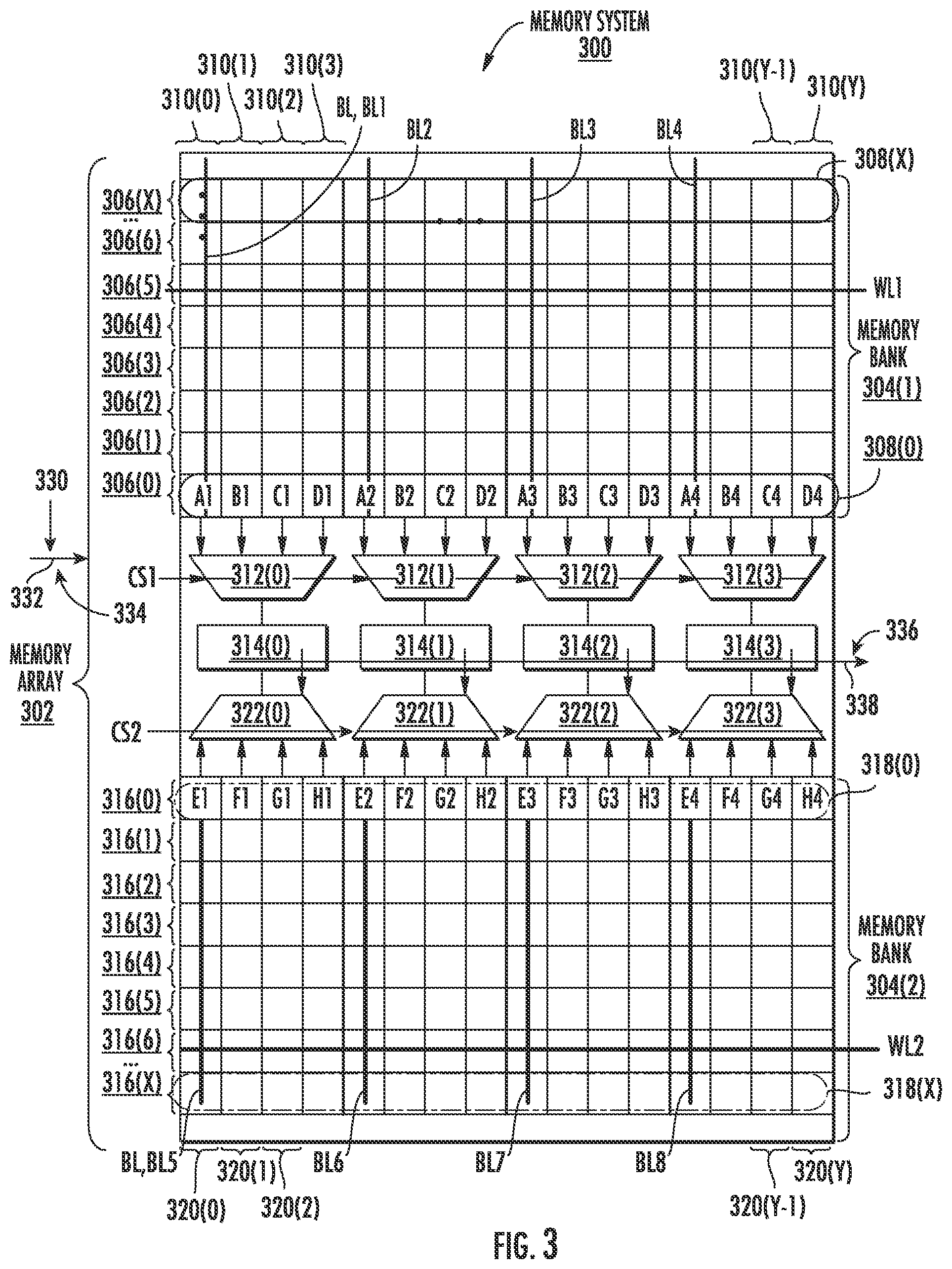 Patent US12100473 Figure 3 – Computer memory arrays employing memory banks and integrated serializer/de-serializer circuits for supporting serialization/de-serialization of read/write data in burst read/write modes, and related methods