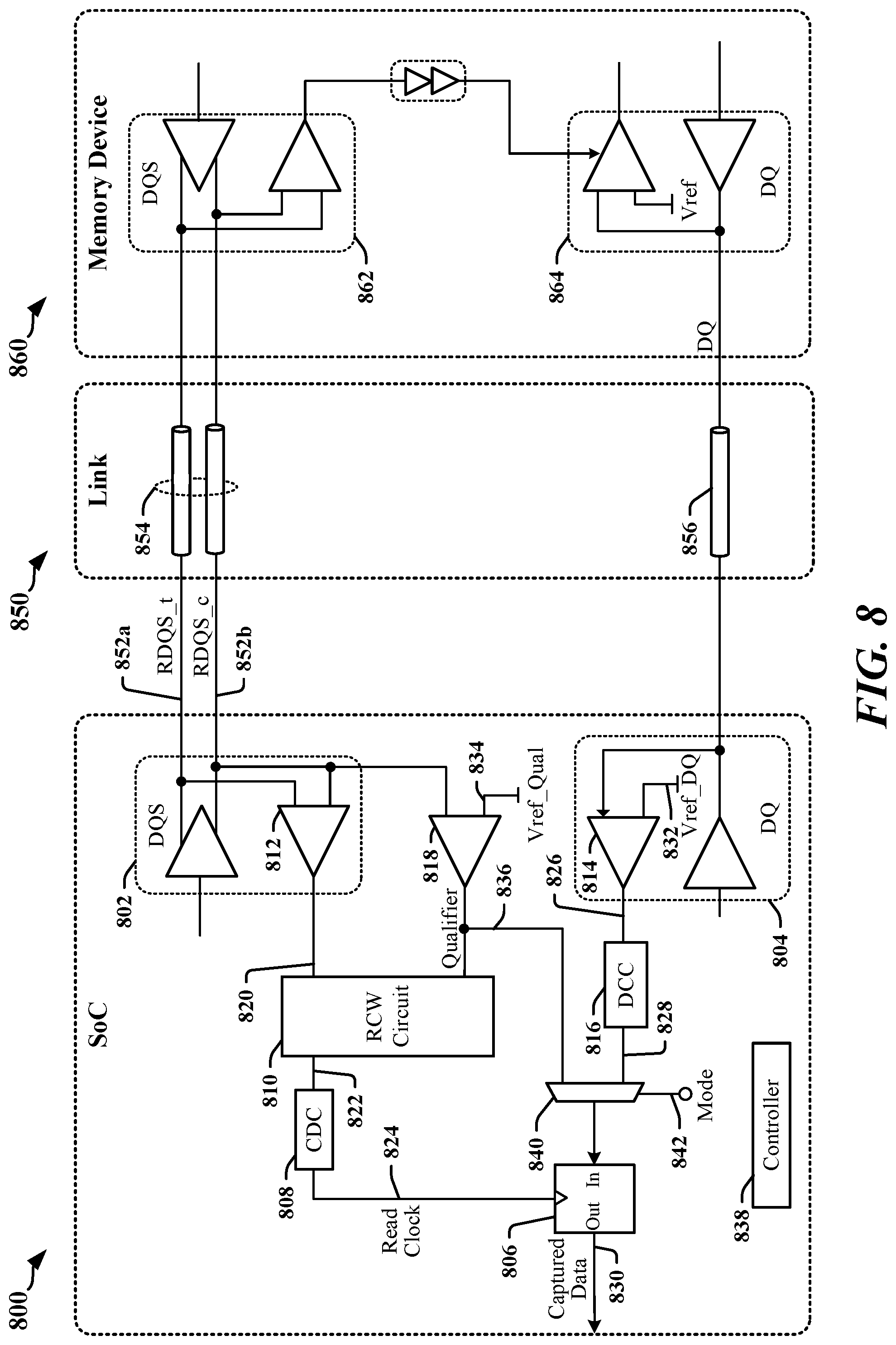 Patent US12100474 Figure 8 – Clock qualifier enhancement for external double data rate memory interfaces