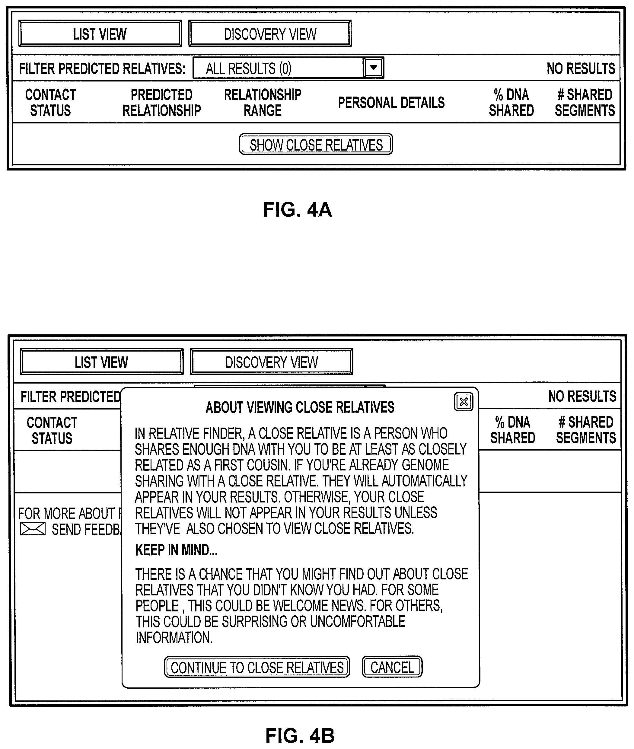 Patent US12100487 Figure 4 – Finding relatives in a database