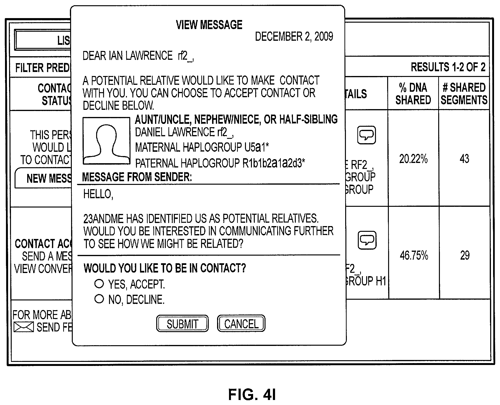 Patent US12100487 Figure 10 – Finding relatives in a database