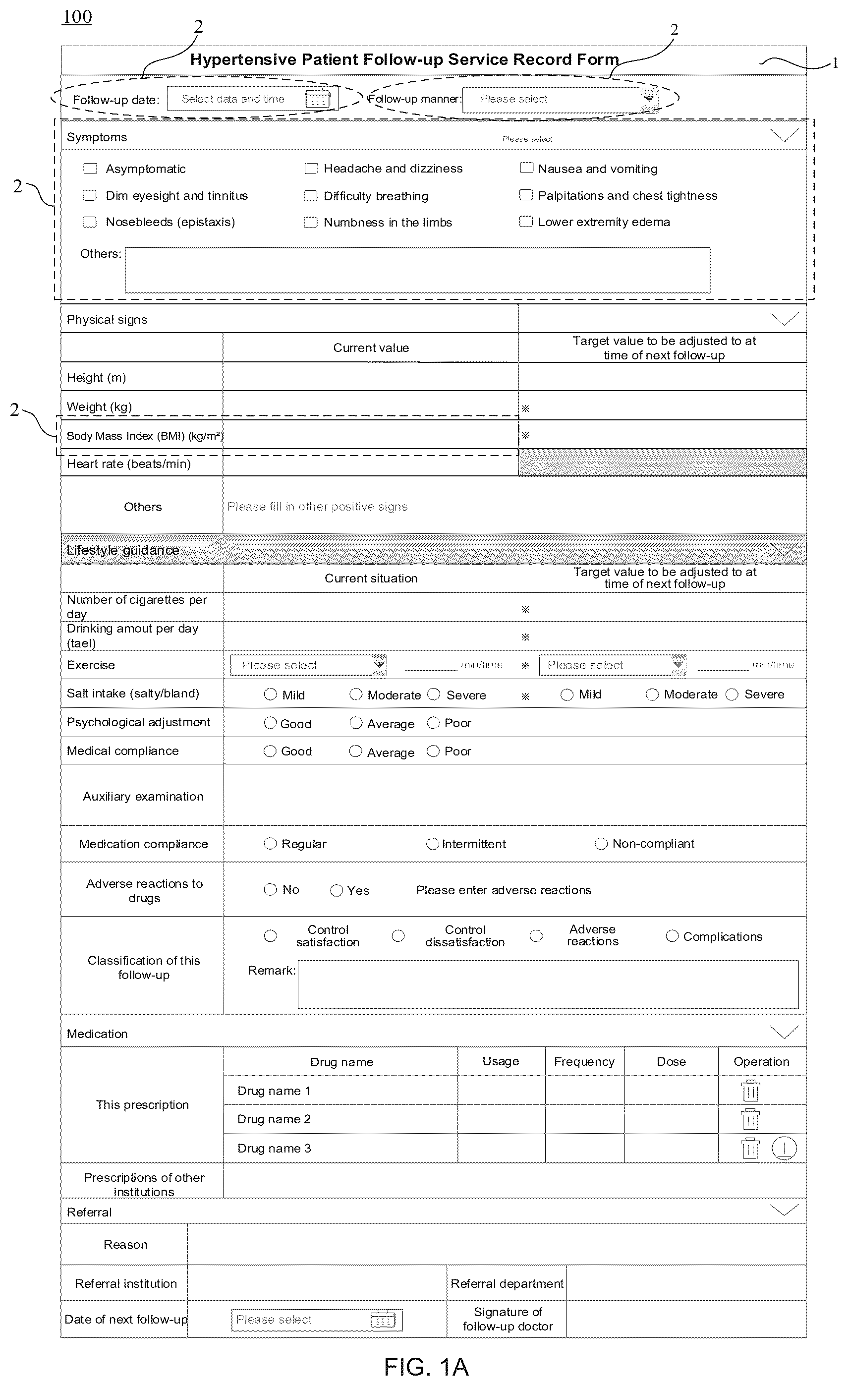 Patent US12100495 Figure 1 – Follow-up form management method applied to health management system
