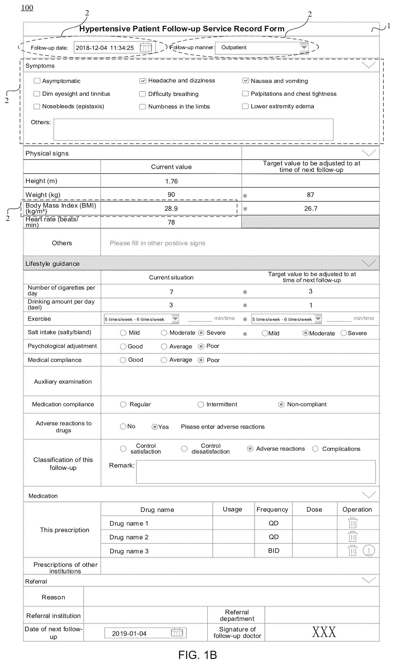 Patent US12100495 Figure 2 – Follow-up form management method applied to health management system