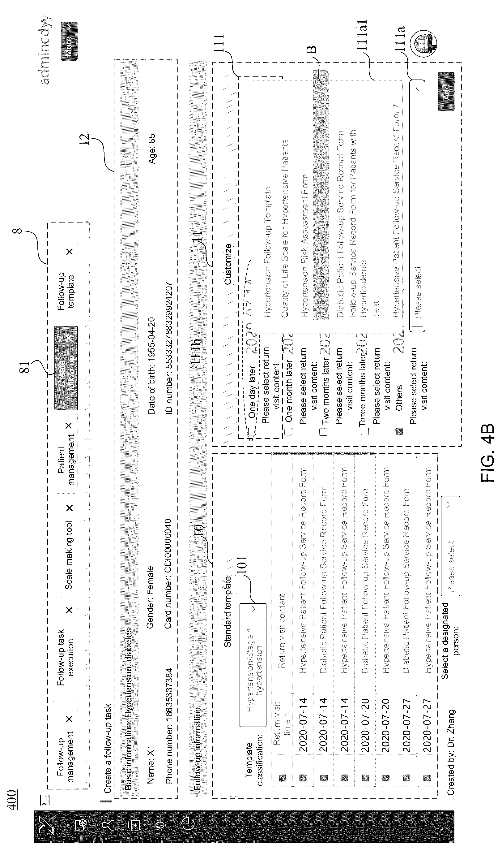 Patent US12100495 Figure 13 – Follow-up form management method applied to health management system