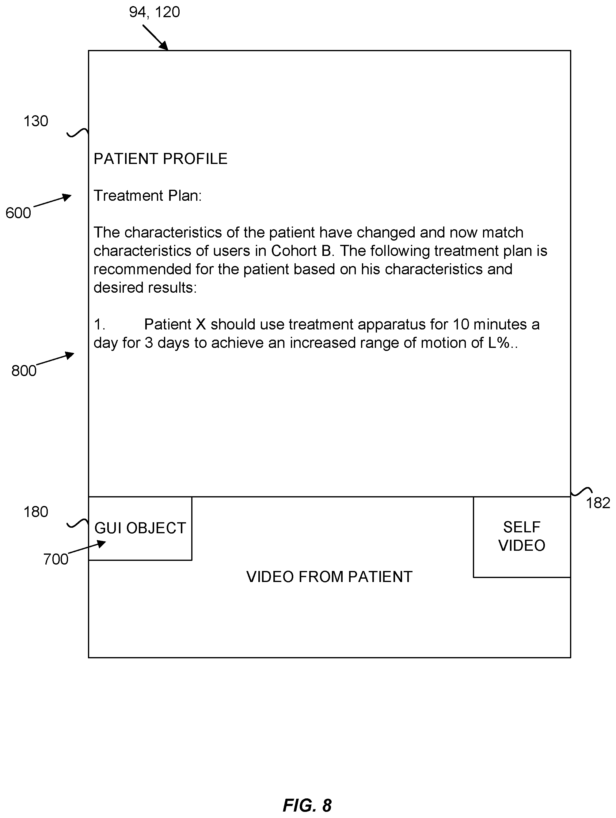 Patent US12100499 Figure 8 – Method and system for using artificial intelligence and machine learning to create optimal treatment plans based on monetary value amount generated and/or patient outcome