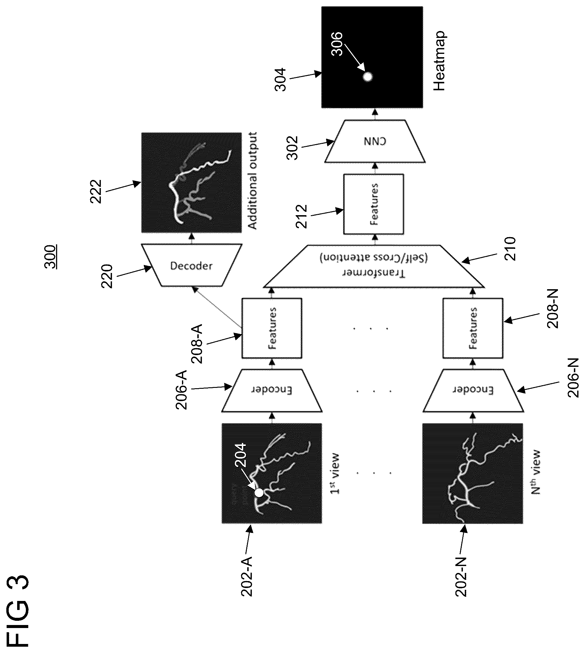 Patent US12100502 Figure 3 – Multi-view matching across coronary angiogram images