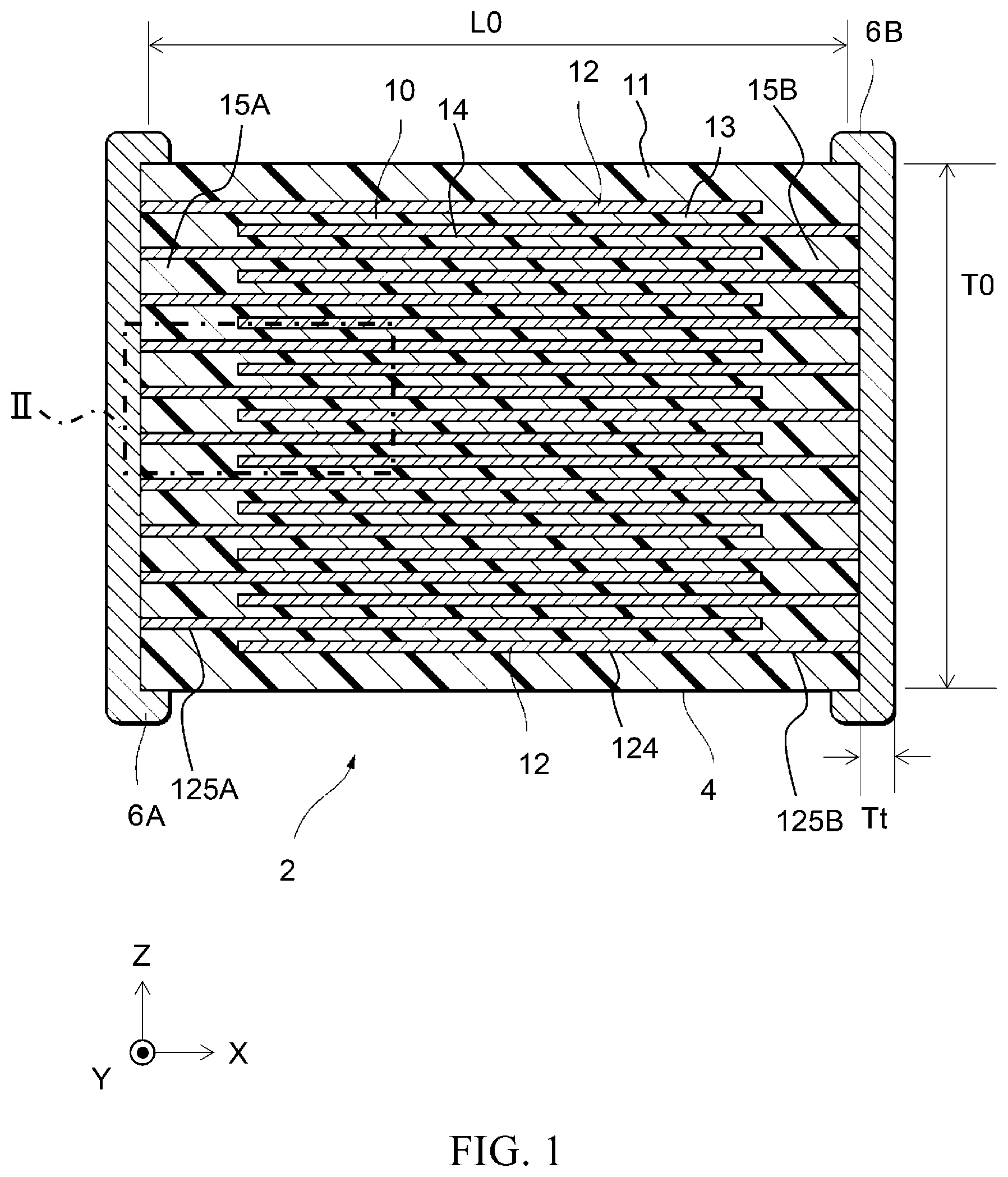 Patent US12100553 Figure 1 – Multilayer electronic device