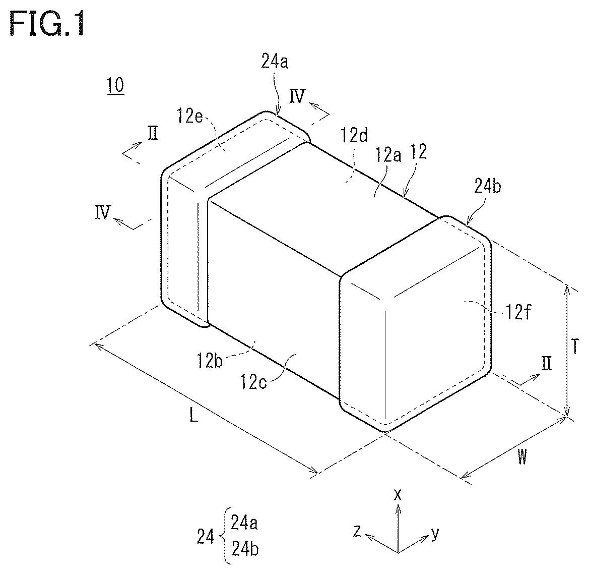 Patent US12100558 Figure 1 – Multilayer ceramic electronic component including multilayer external electrodes with diffused metal in an underlying electrode layer