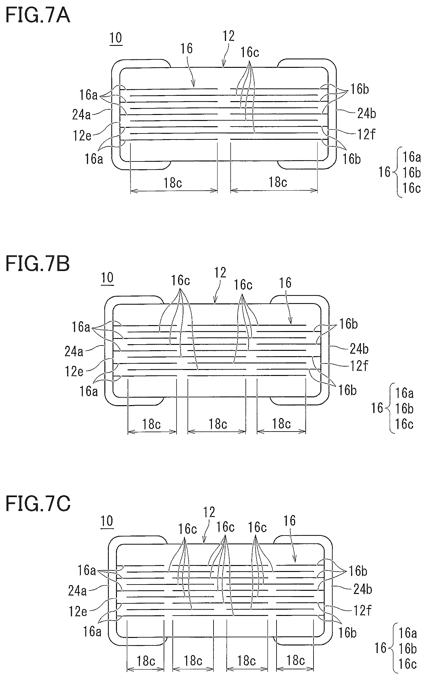 Patent US12100558 Figure 7 – Multilayer ceramic electronic component including multilayer external electrodes with diffused metal in an underlying electrode layer