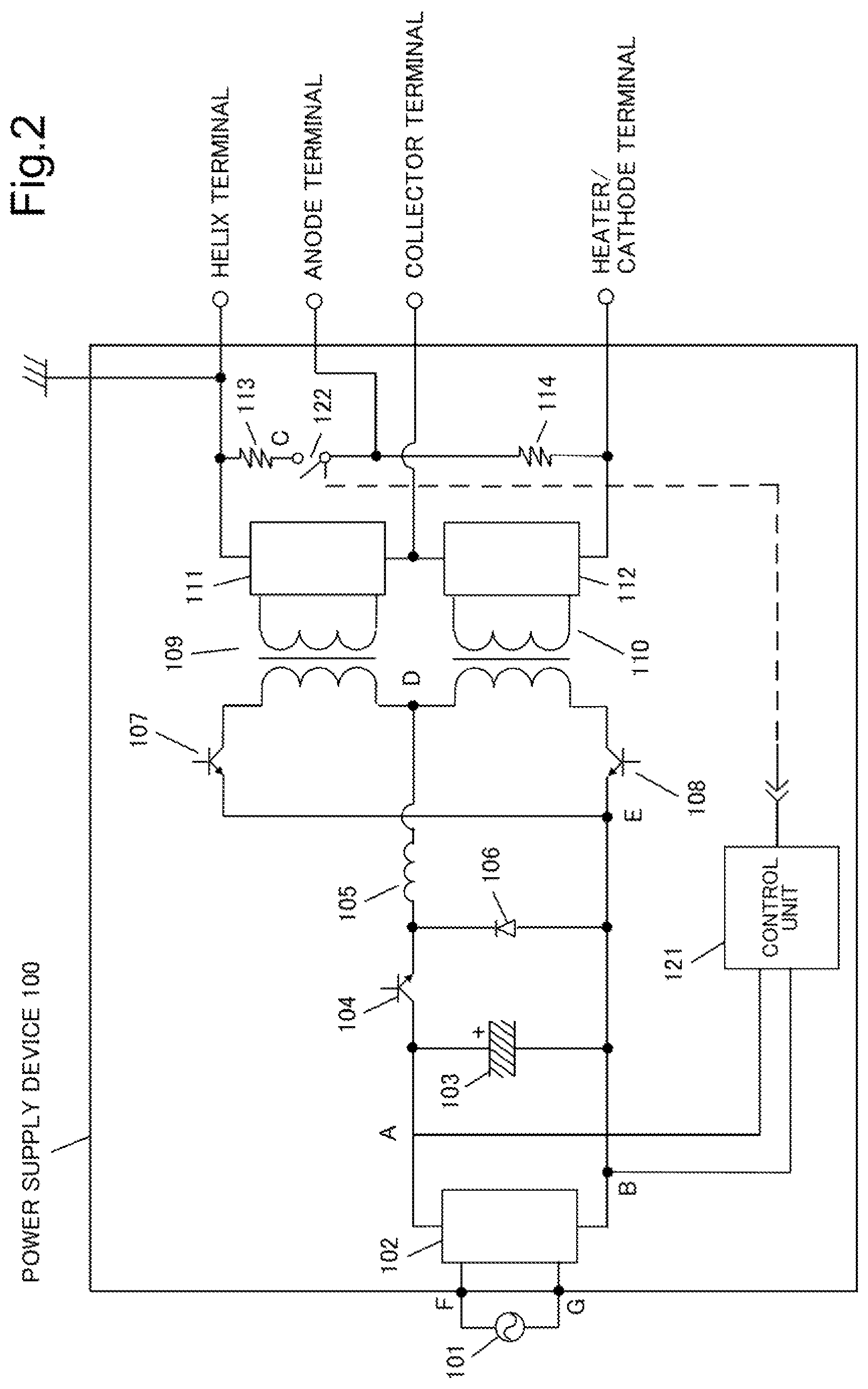 Patent US12100570 Figure 2 – Power supply device, microwave tube device, power supply method, and recording medium