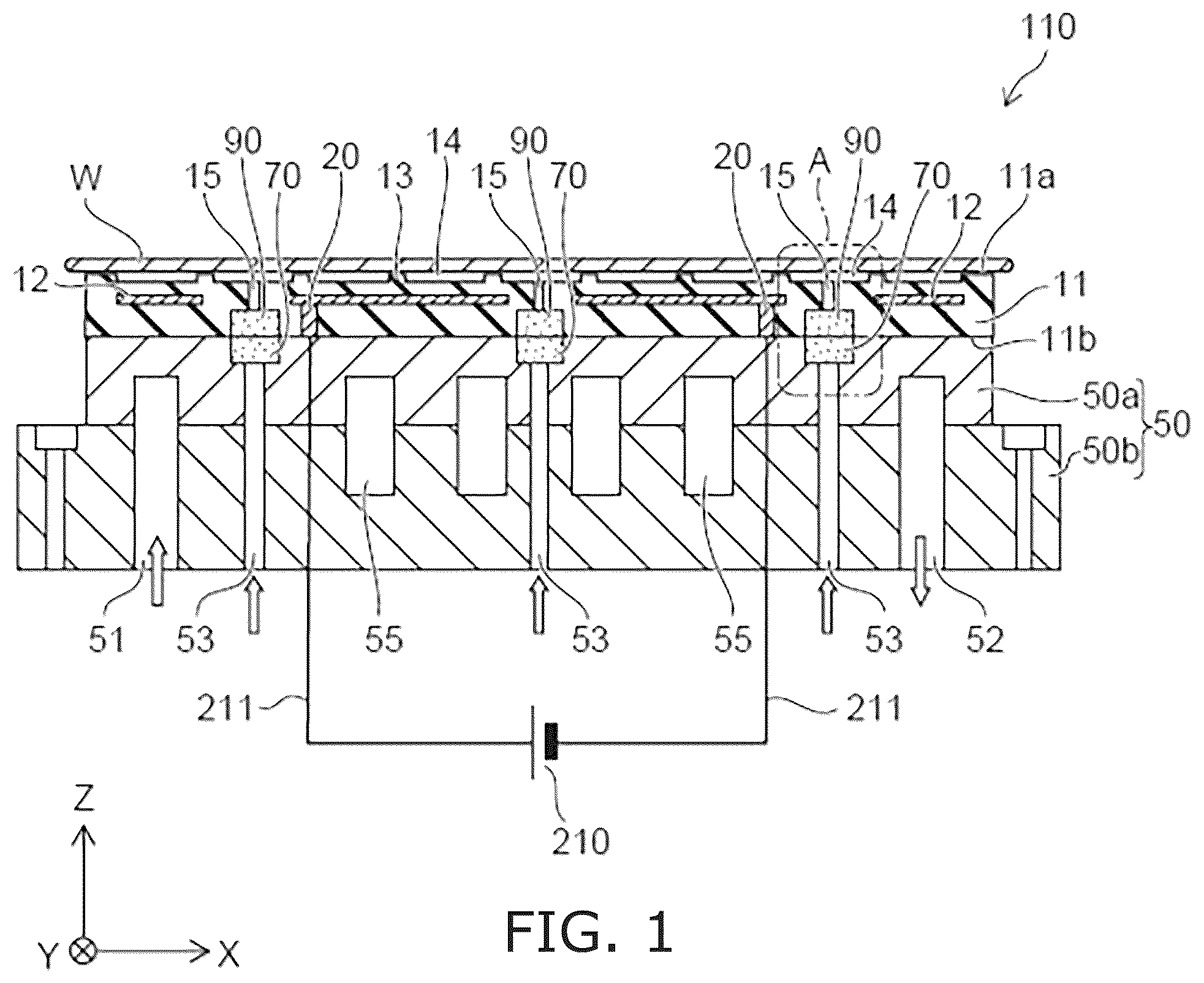 Patent US12100610 Figure 1 – Electrostatic chuck and processing apparatus