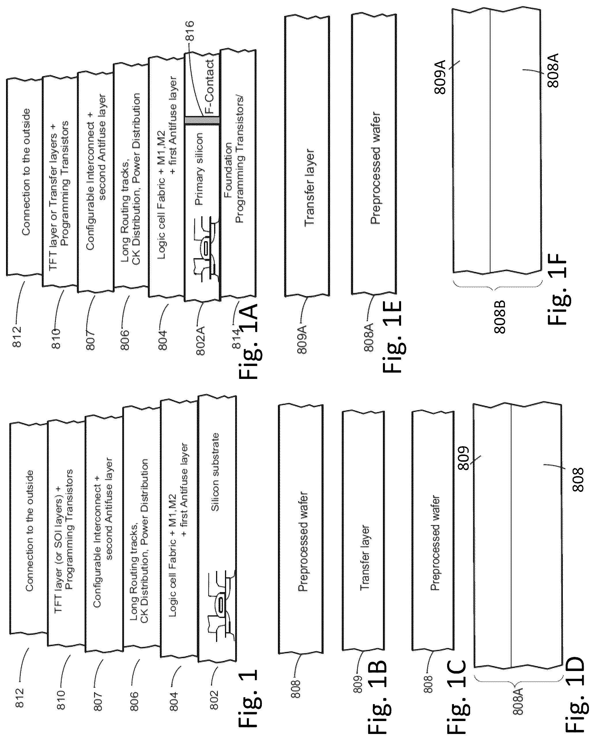 Patent US12100611 Figure 1 – Methods for producing a 3D semiconductor device and structure with memory cells and multiple metal layers