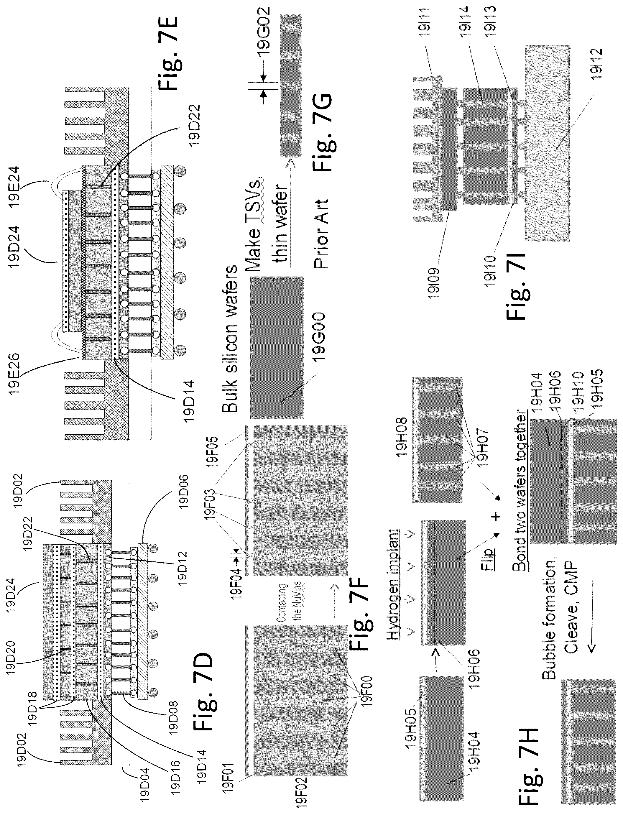 Patent US12100611 Figure 7 – Methods for producing a 3D semiconductor device and structure with memory cells and multiple metal layers