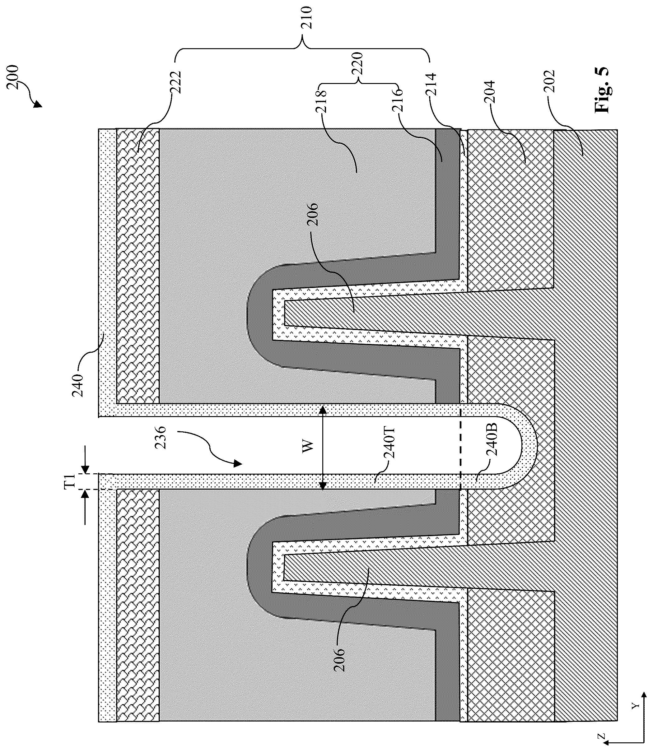 Patent US12100625 Figure 5 – Semiconductor device with air gaps between metal gates and method of forming the same