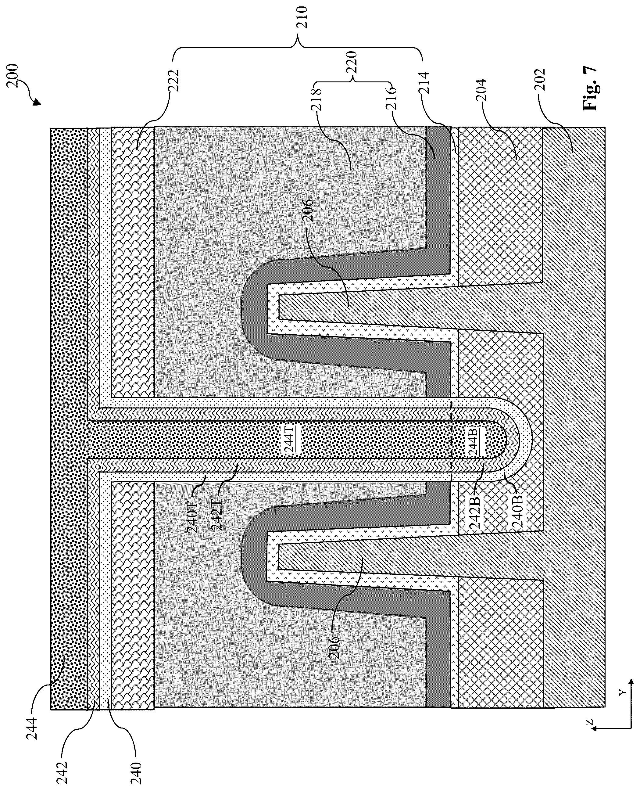 Patent US12100625 Figure 7 – Semiconductor device with air gaps between metal gates and method of forming the same