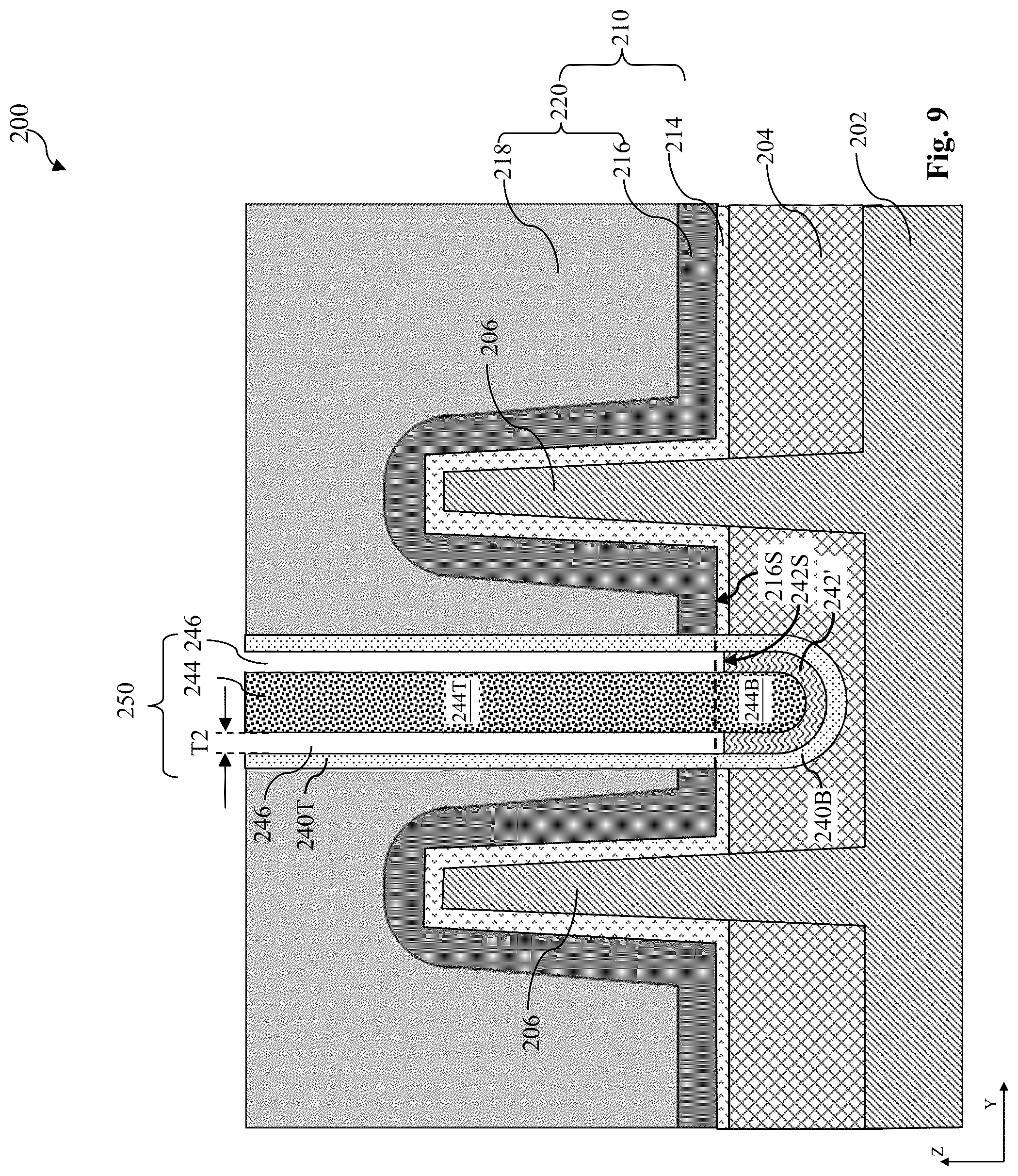 Patent US12100625 Figure 9 – Semiconductor device with air gaps between metal gates and method of forming the same