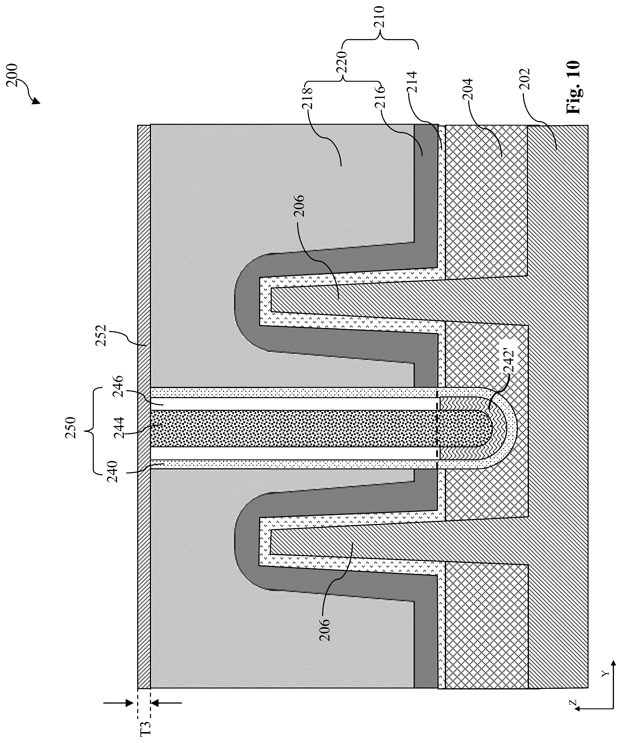 Patent US12100625 Figure 10 – Semiconductor device with air gaps between metal gates and method of forming the same