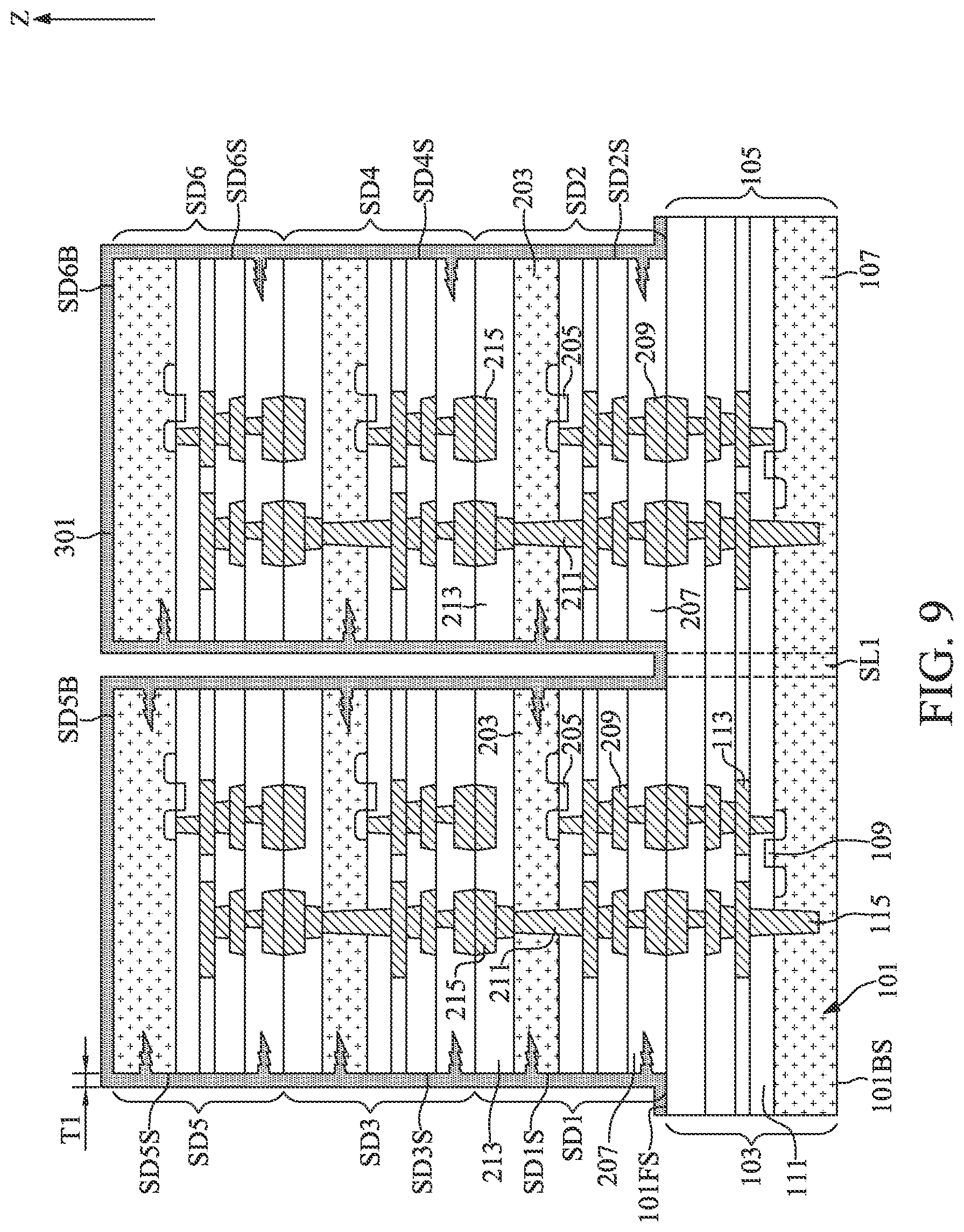Patent US12100634 Figure 9 – Semiconductor device with re-fill layer